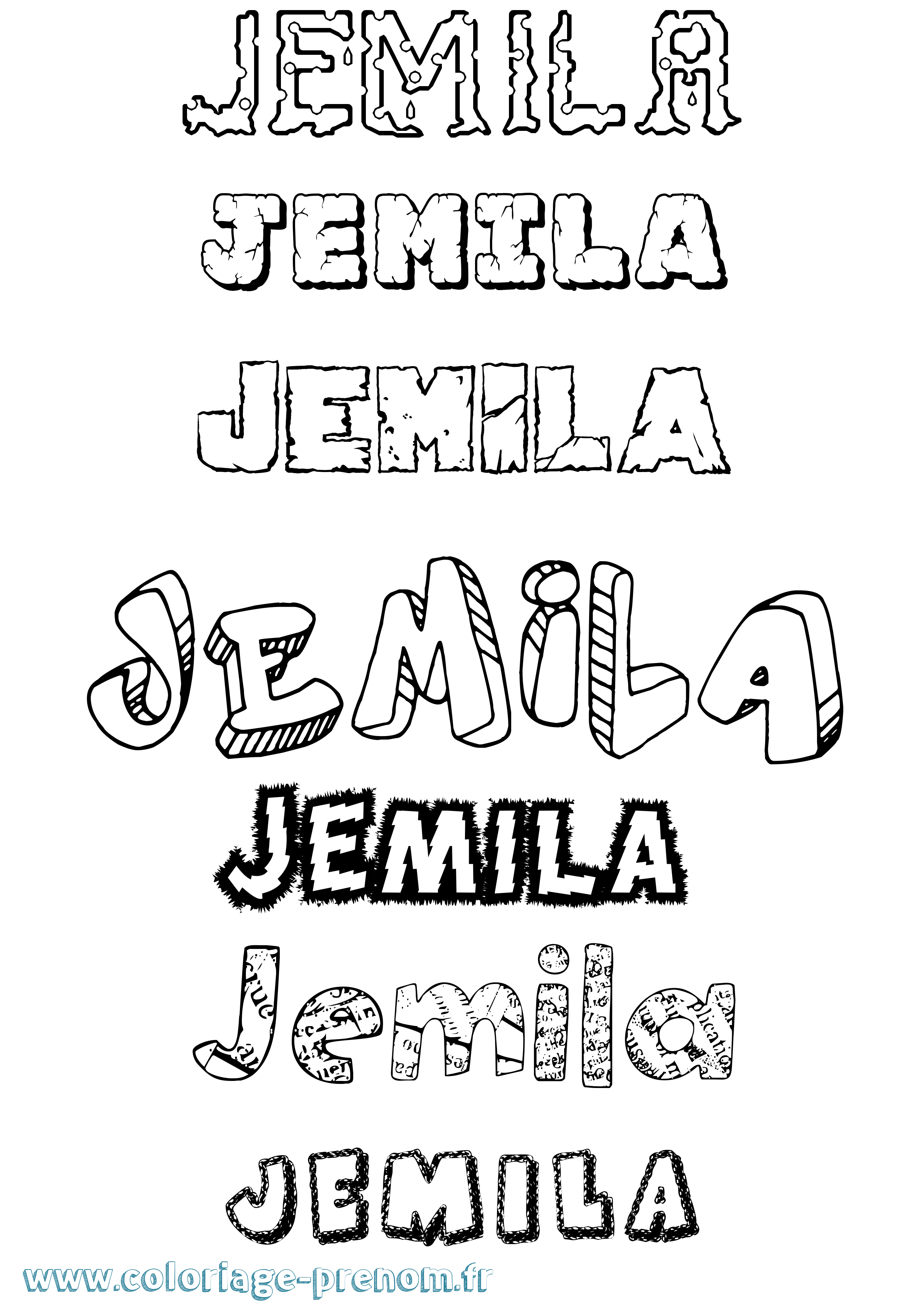 Coloriage Jemila Destructuré Coloriage prénom Jemila Destructuré