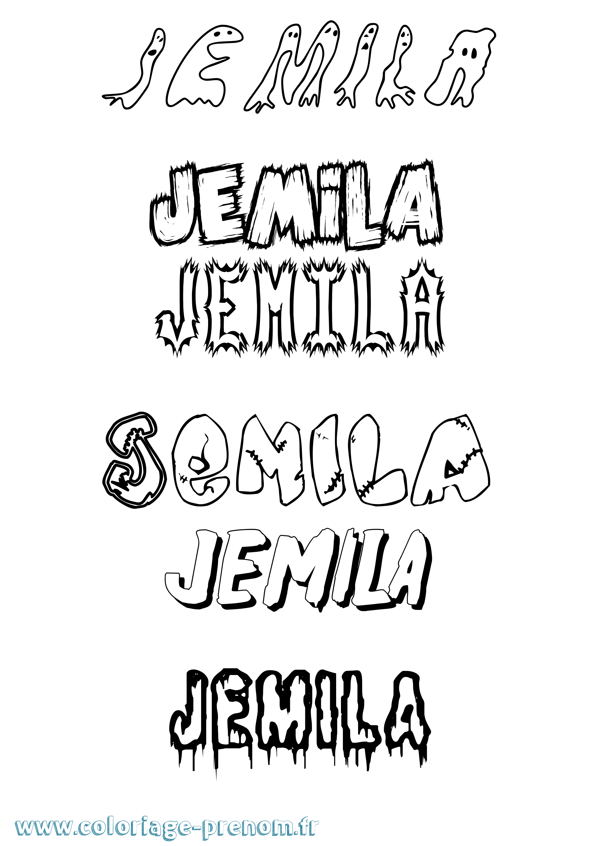 Coloriage Jemila Frisson Coloriage prénom Jemila Frisson