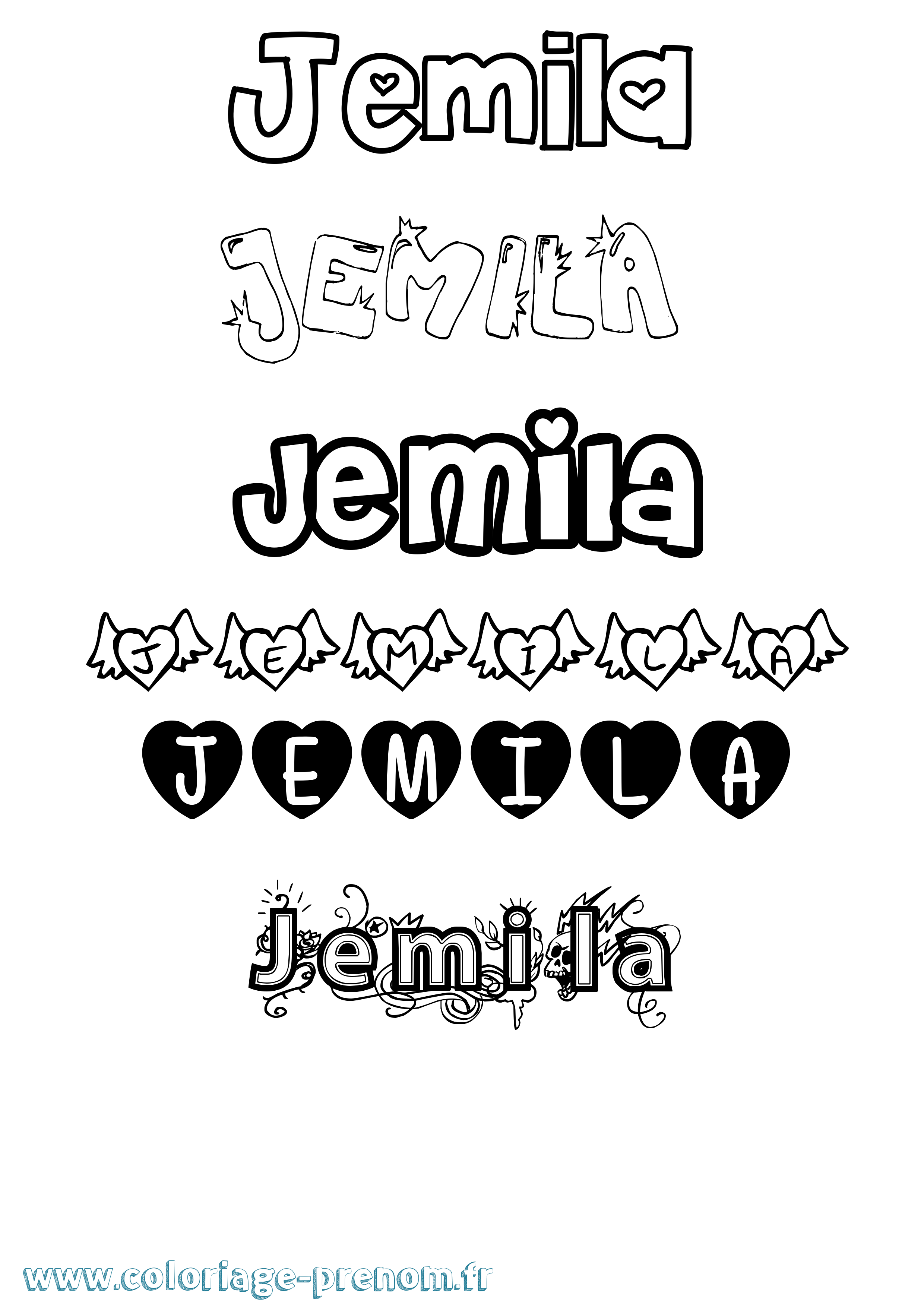 Coloriage Jemila Girly Coloriage prénom Jemila Girly