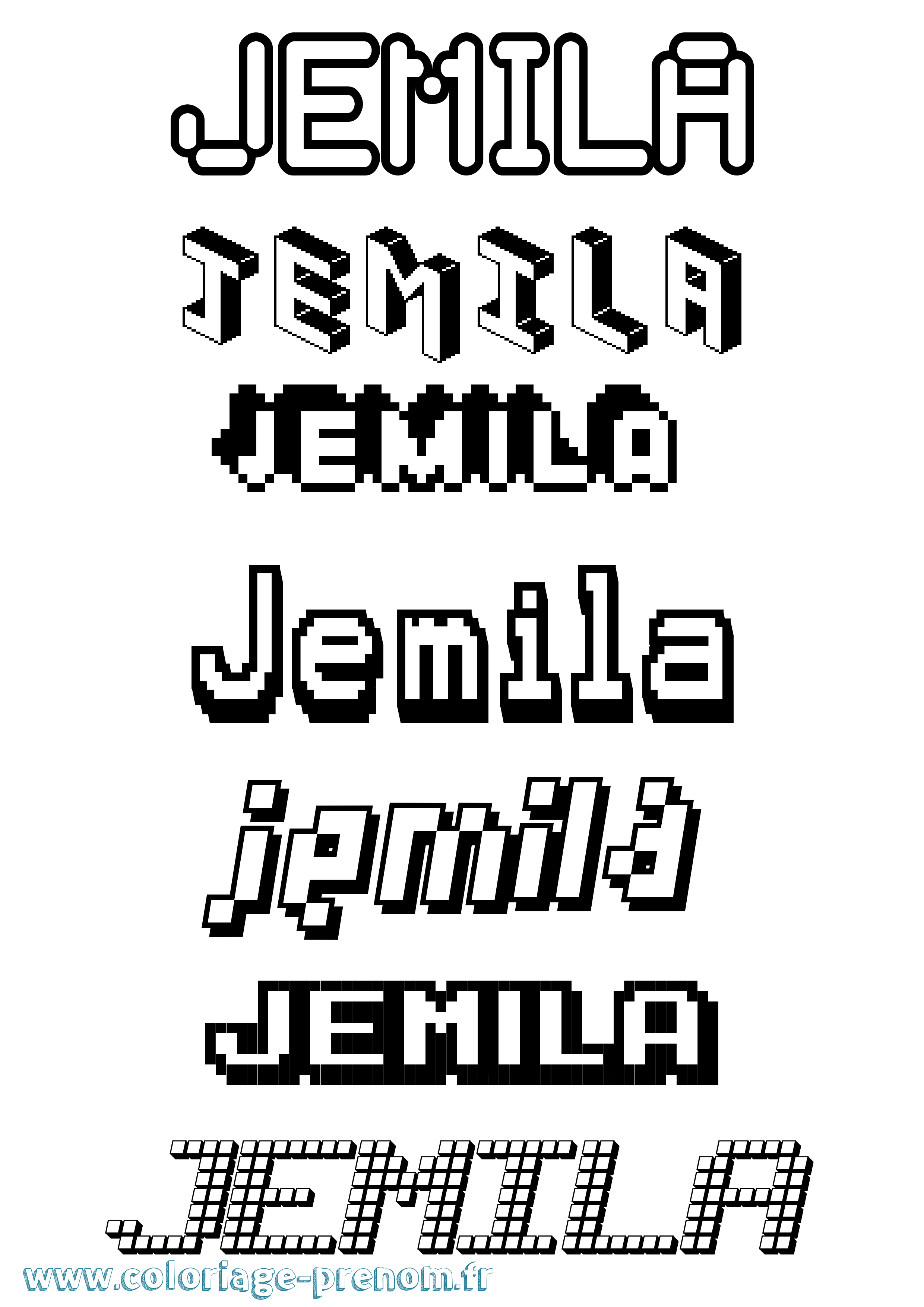 Coloriage Jemila Pixel Coloriage prénom Jemila Pixel