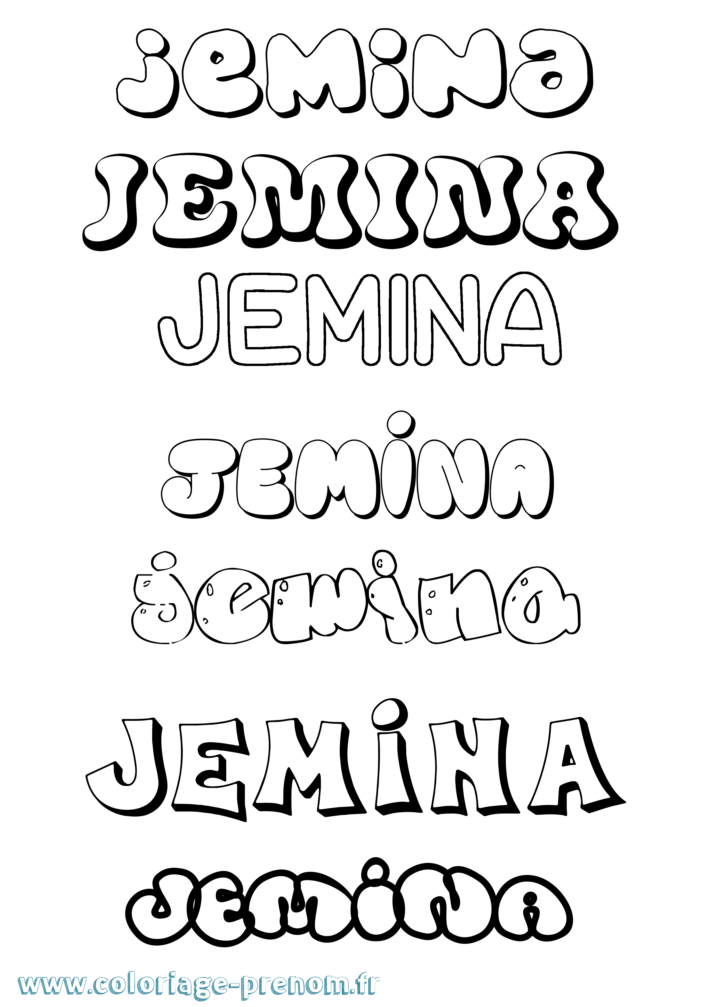Coloriage Jemina Bubble Coloriage prénom Jemina Bubble