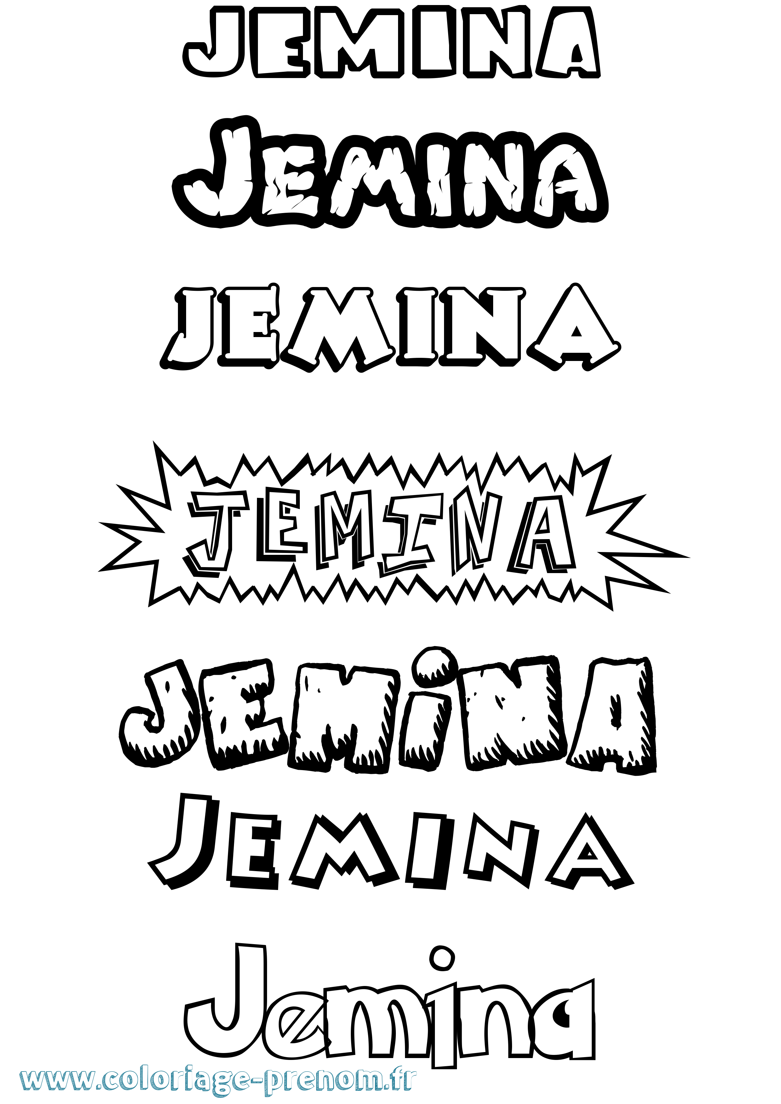 Coloriage Jemina Dessin Animé Coloriage prénom Jemina Dessin Animé