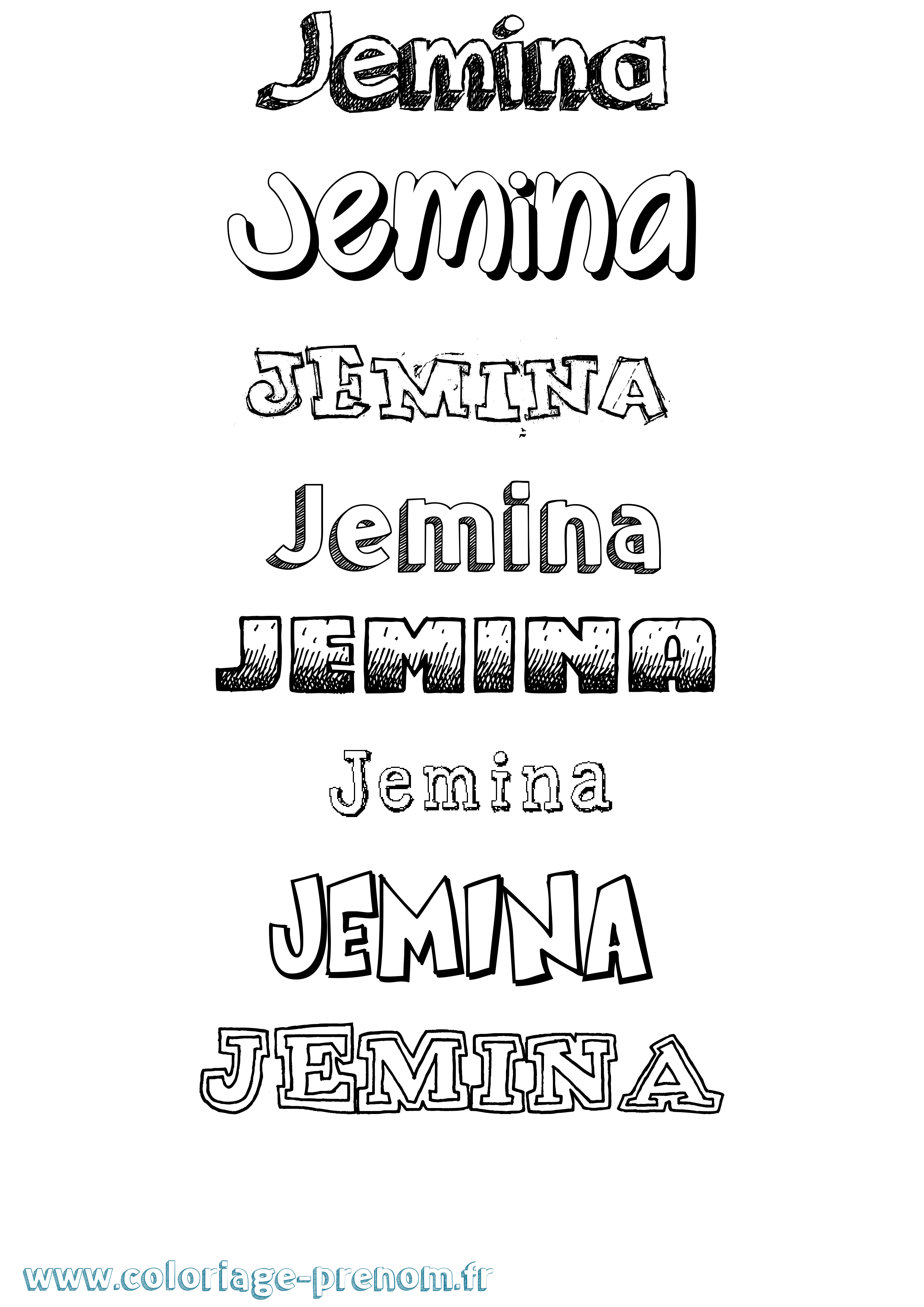 Coloriage Jemina Dessiné Coloriage prénom Jemina Dessiné