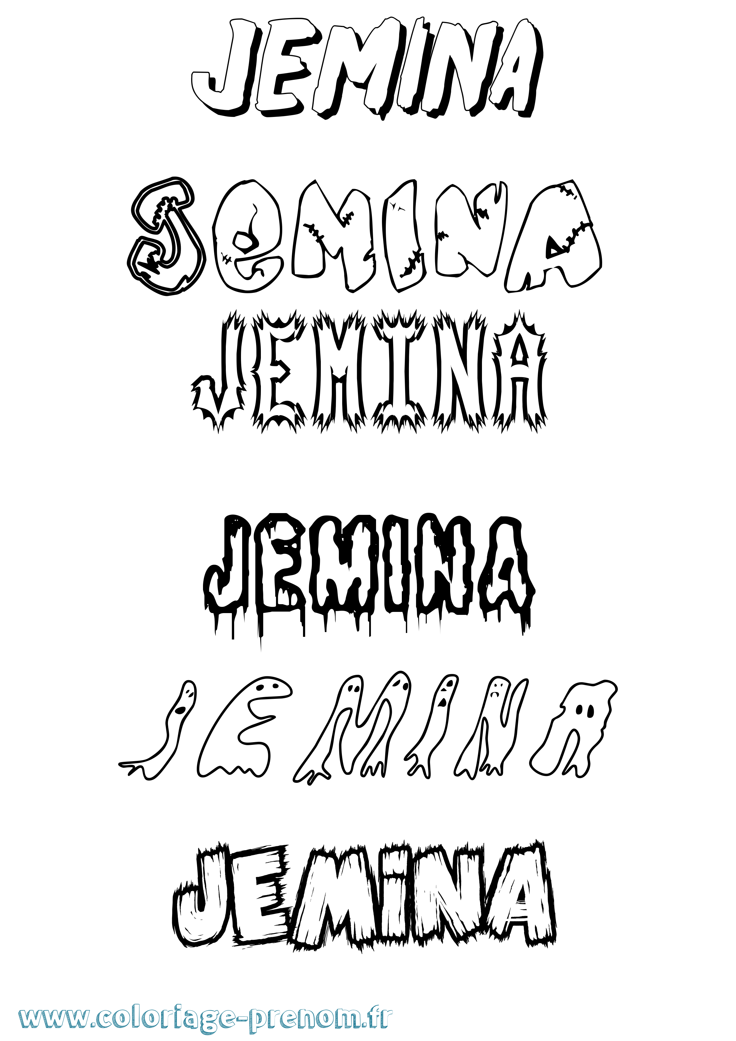Coloriage Jemina Frisson Coloriage prénom Jemina Frisson