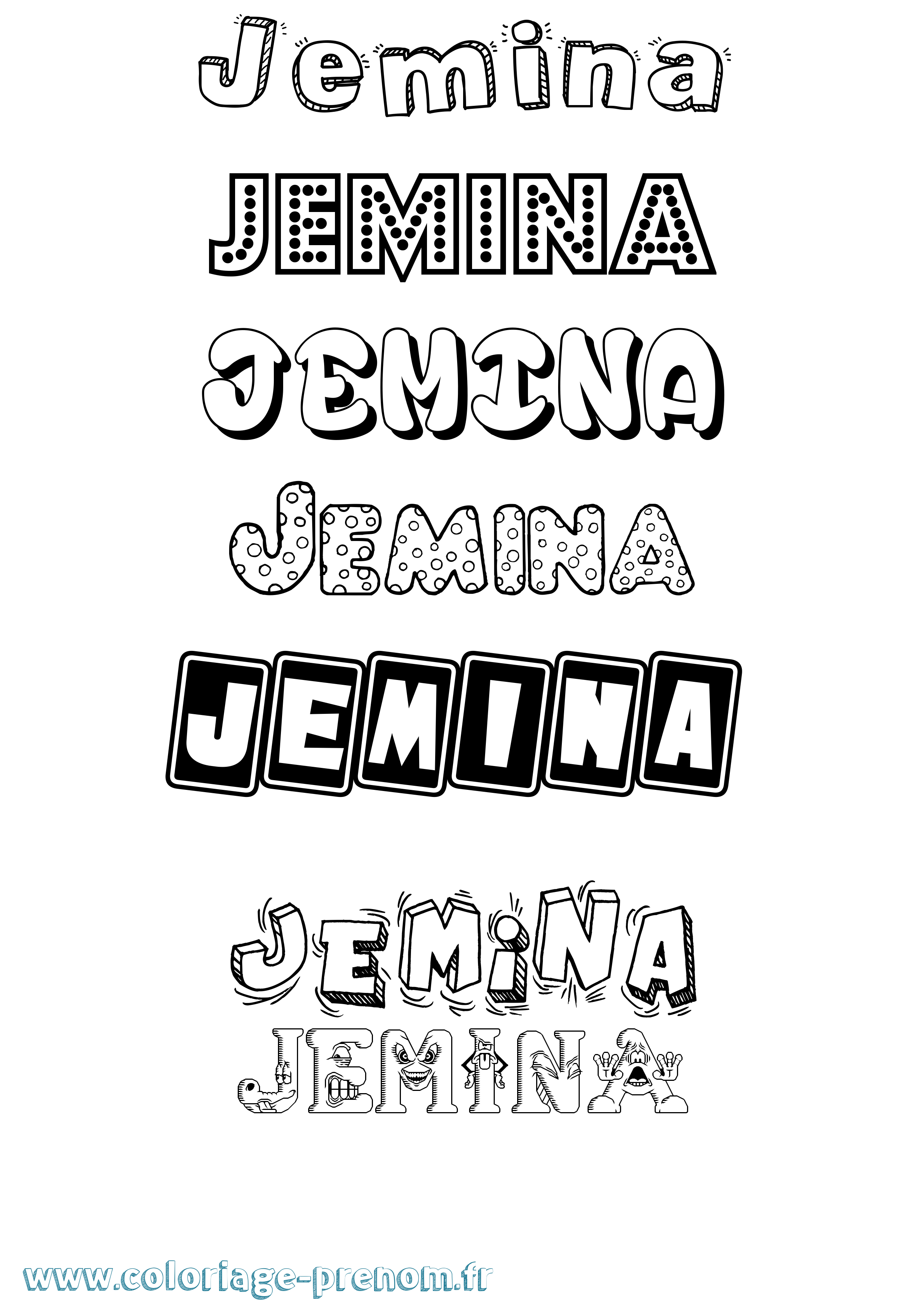 Coloriage Jemina Fun Coloriage prénom Jemina Fun