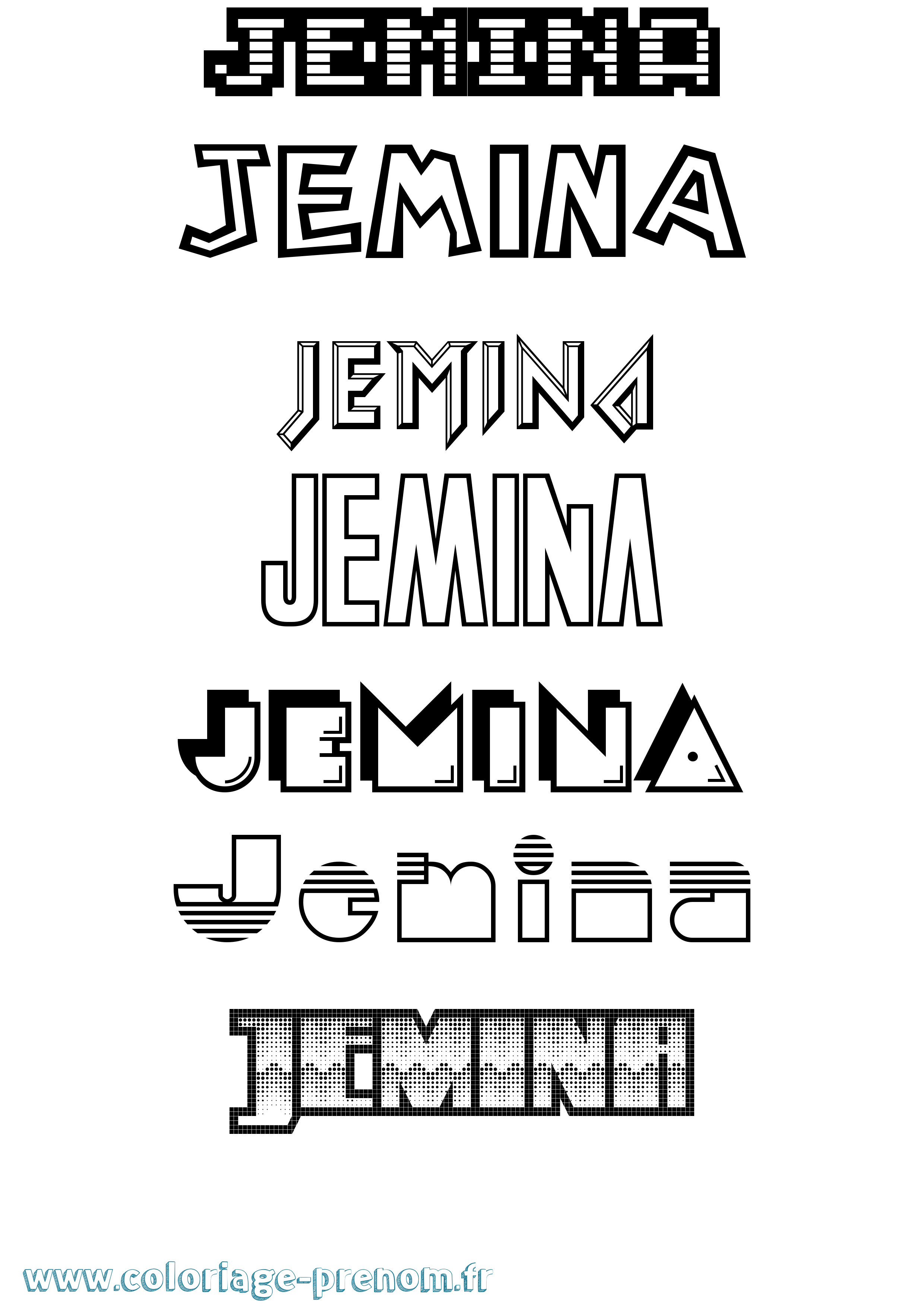 Coloriage Jemina Jeux Vidéos Coloriage prénom Jemina Jeux Vidéos