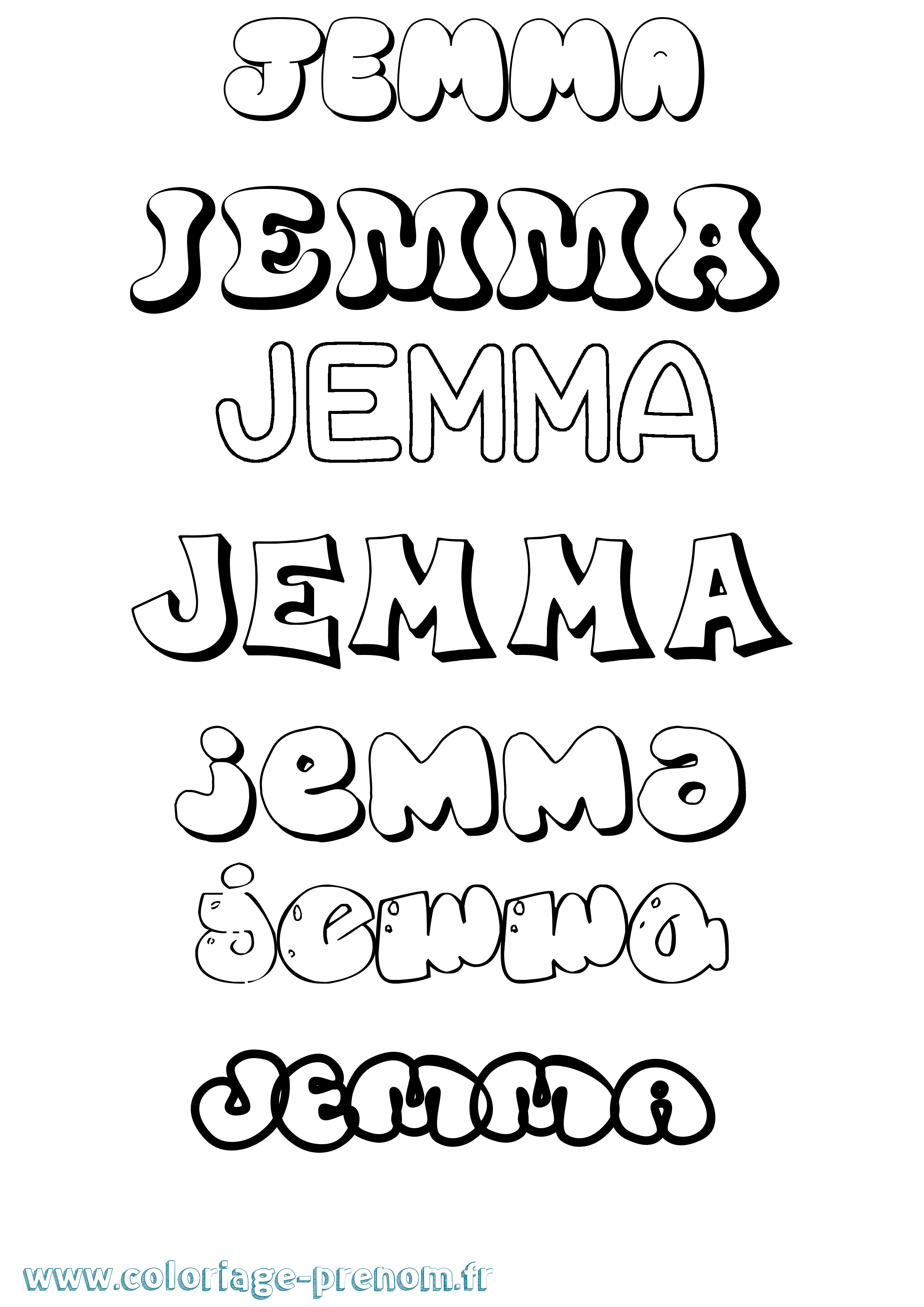 Coloriage Jemma Bubble Coloriage prénom Jemma Bubble