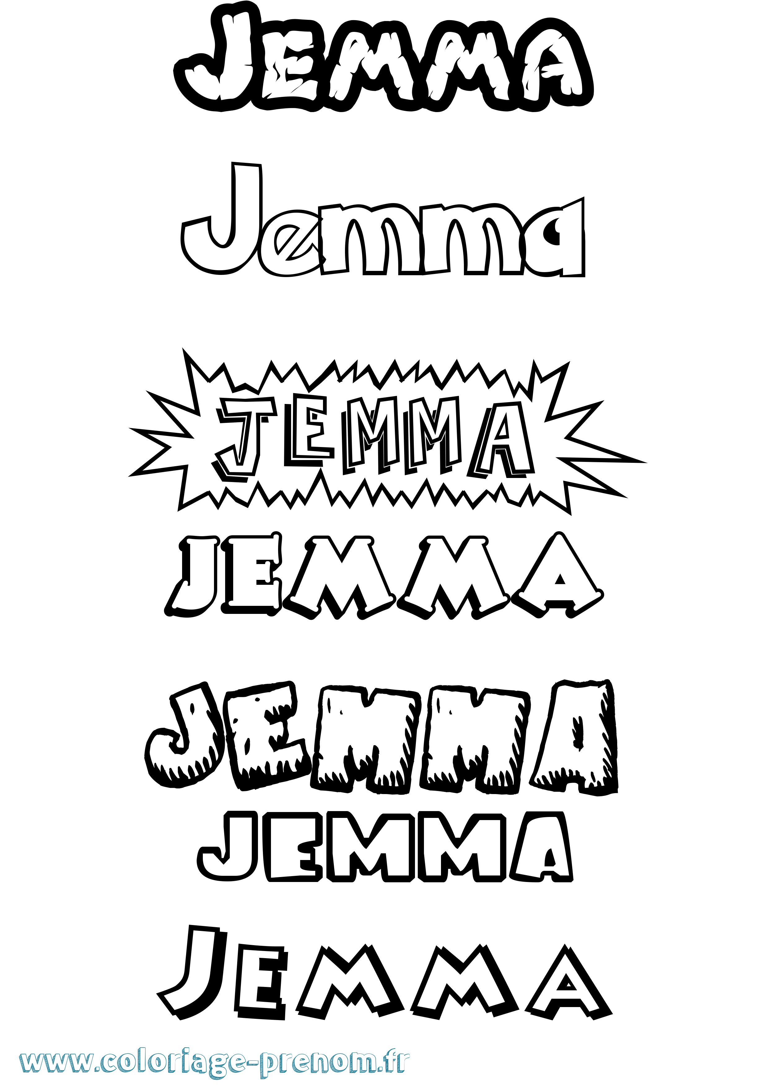 Coloriage Jemma Dessin Animé Coloriage prénom Jemma Dessin Animé