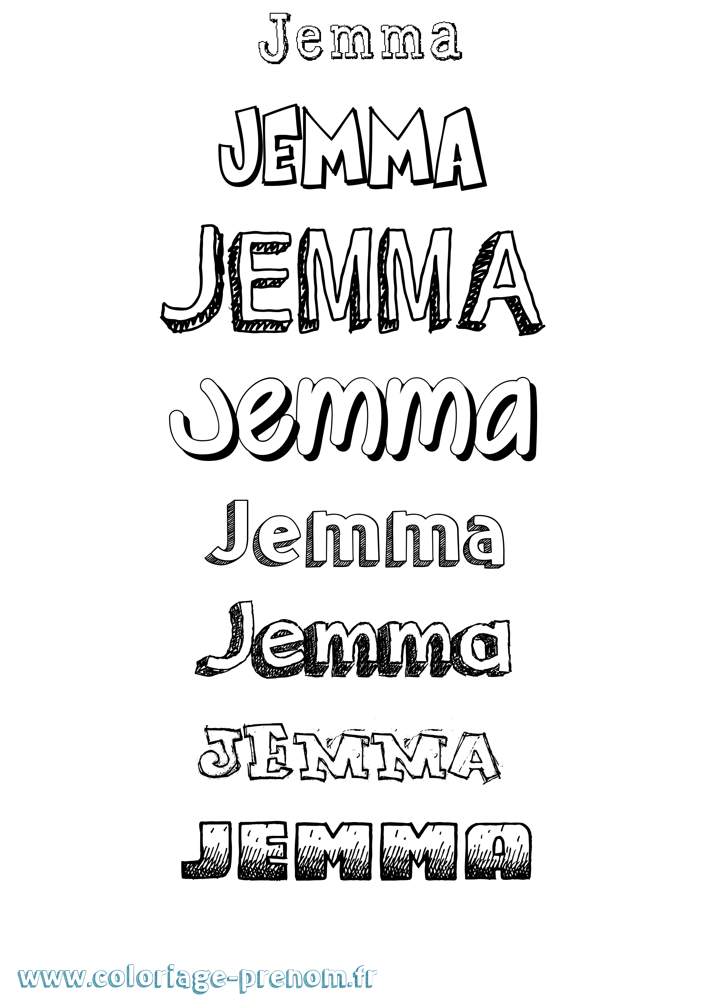 Coloriage Jemma Dessiné Coloriage prénom Jemma Dessiné