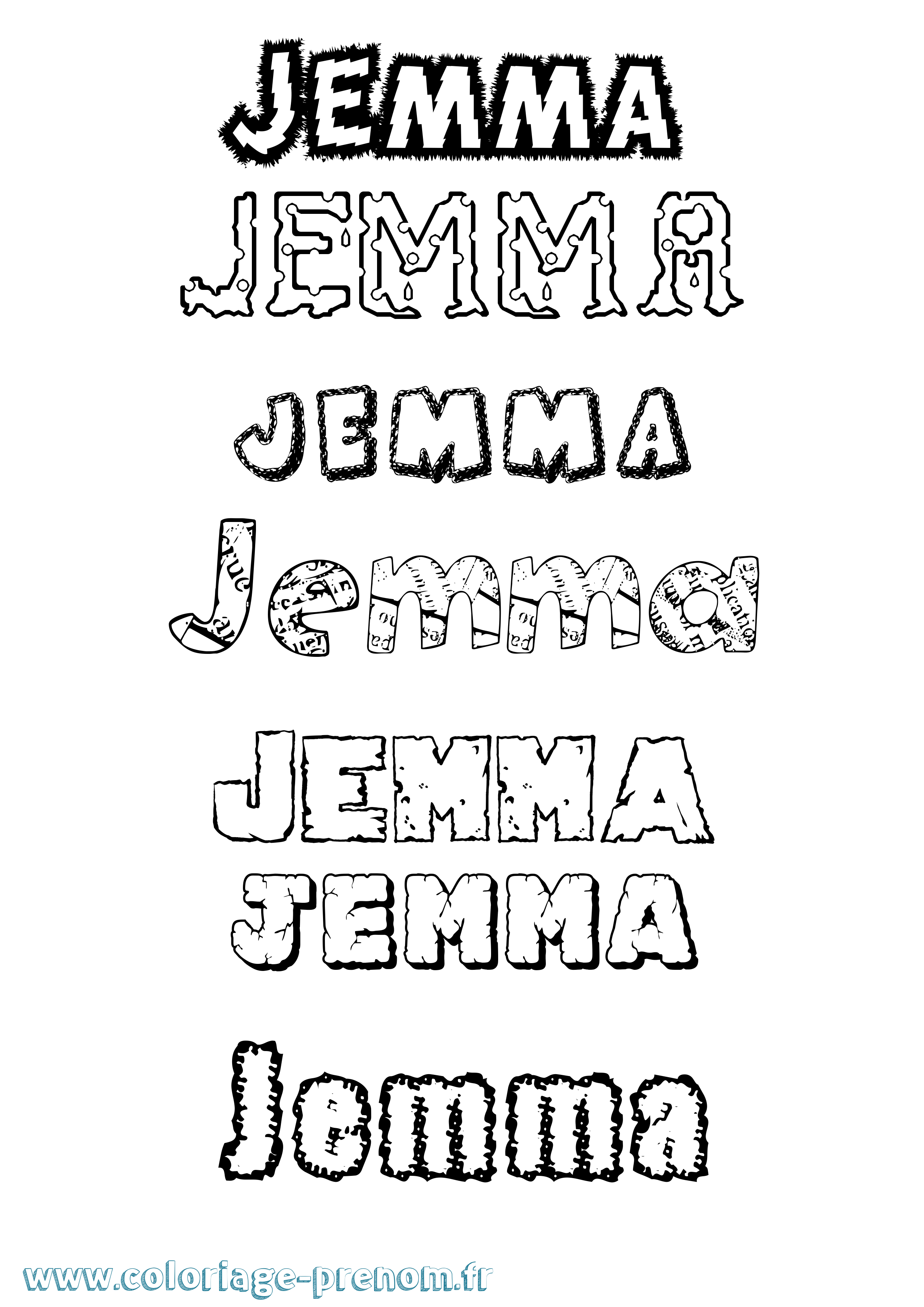 Coloriage Jemma Destructuré Coloriage prénom Jemma Destructuré