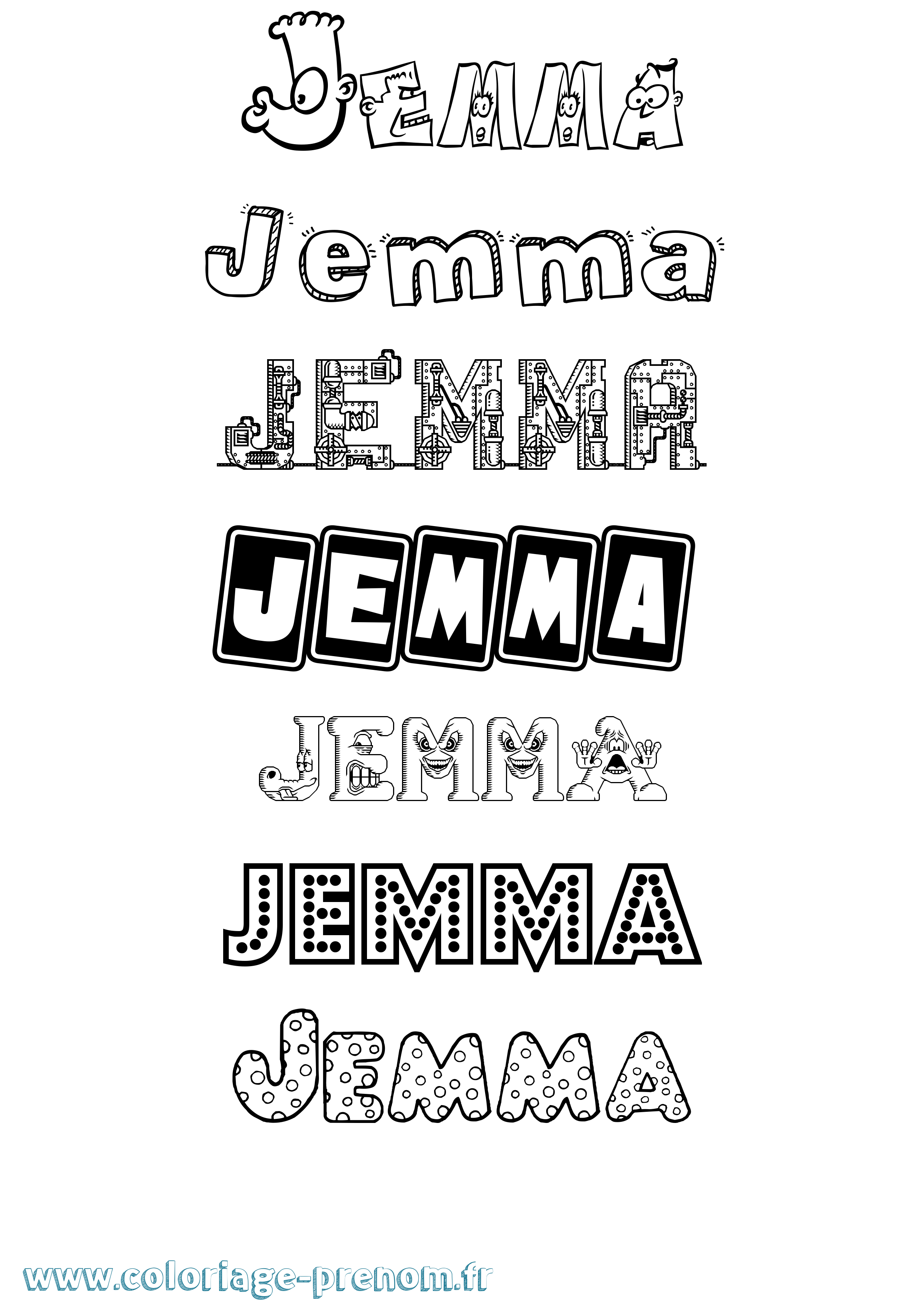 Coloriage Jemma Fun Coloriage prénom Jemma Fun