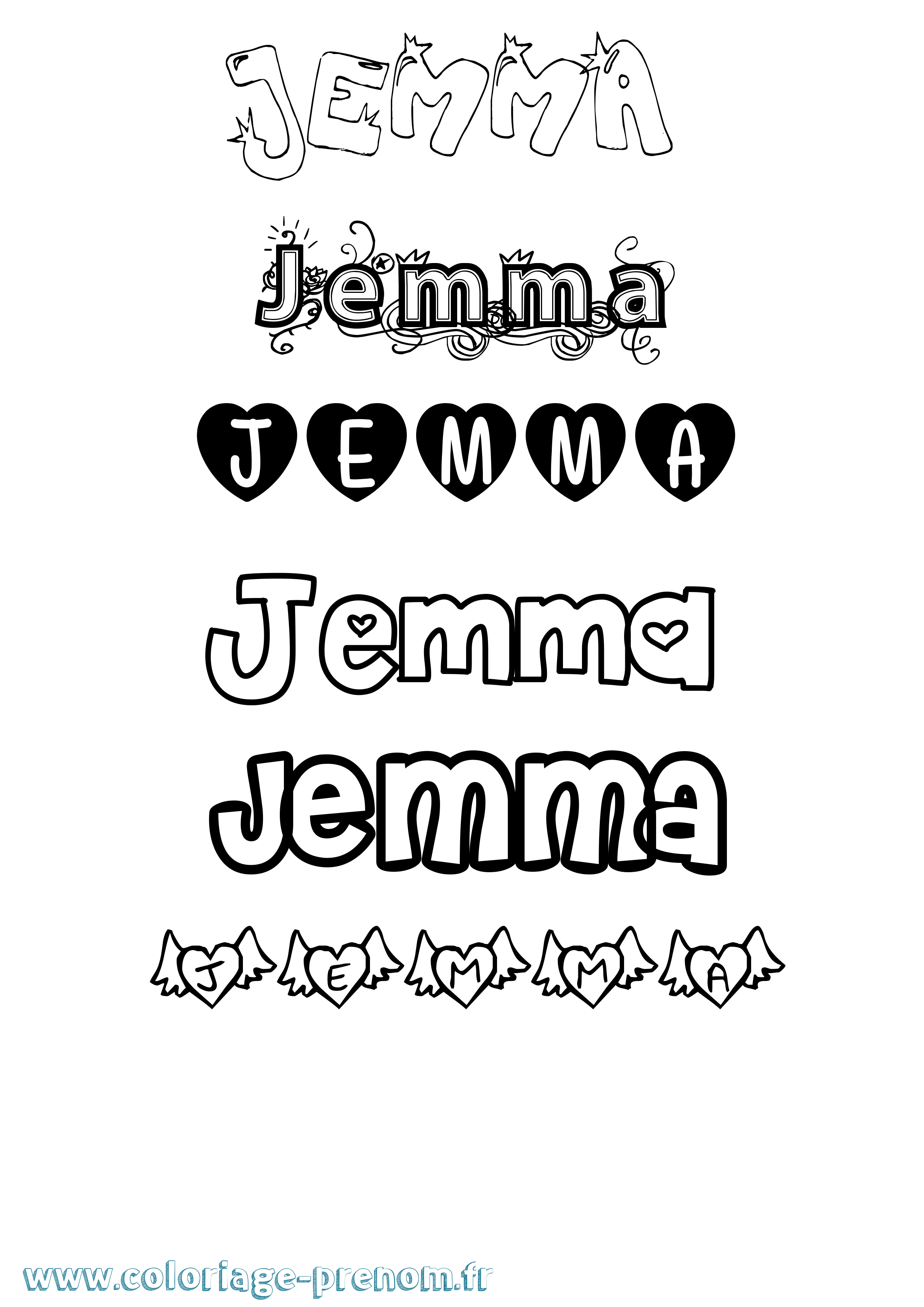 Coloriage Jemma Girly Coloriage prénom Jemma Girly