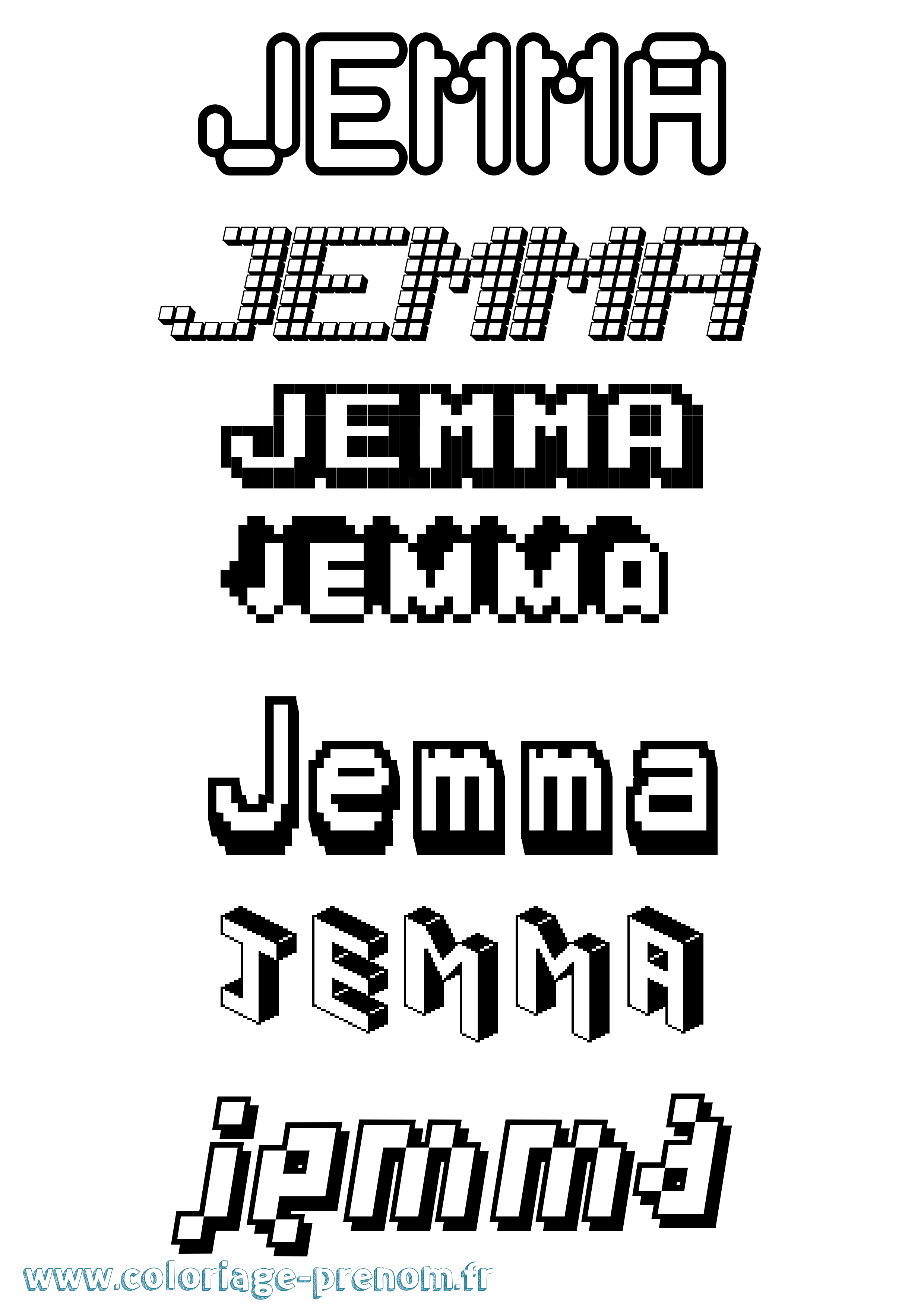 Coloriage Jemma Pixel Coloriage prénom Jemma Pixel
