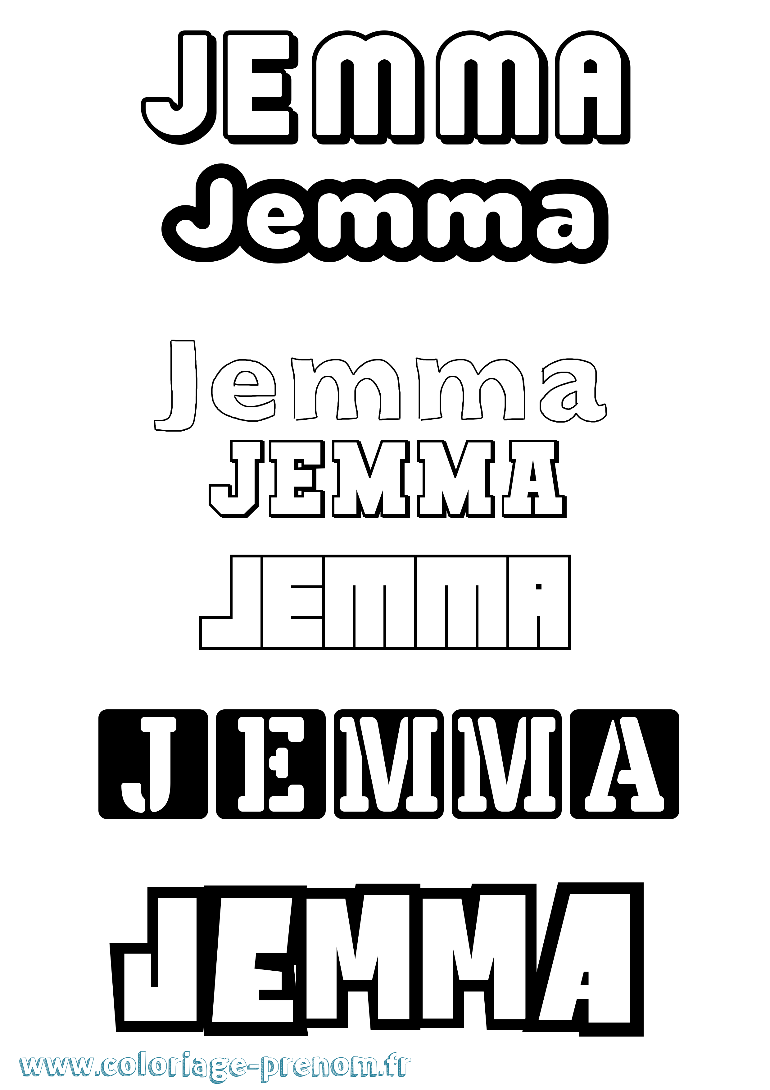 Coloriage Jemma Simple Coloriage prénom Jemma Simple