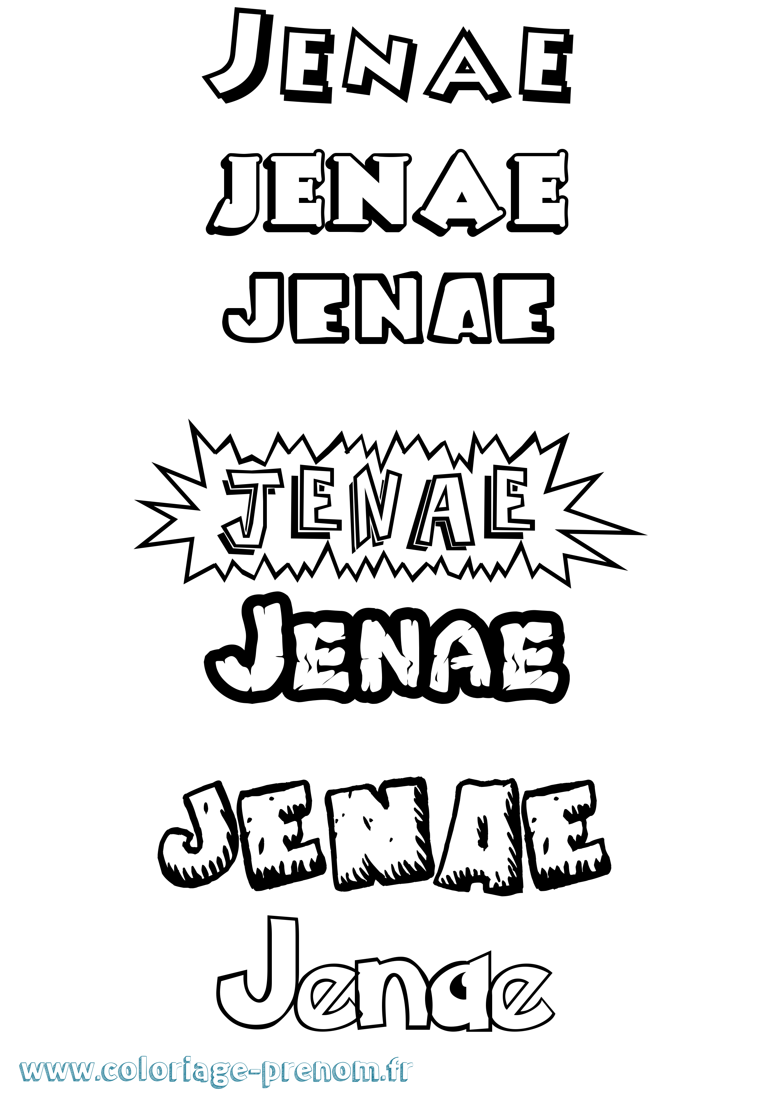 Coloriage Jenae Dessin Animé Coloriage prénom Jenae Dessin Animé