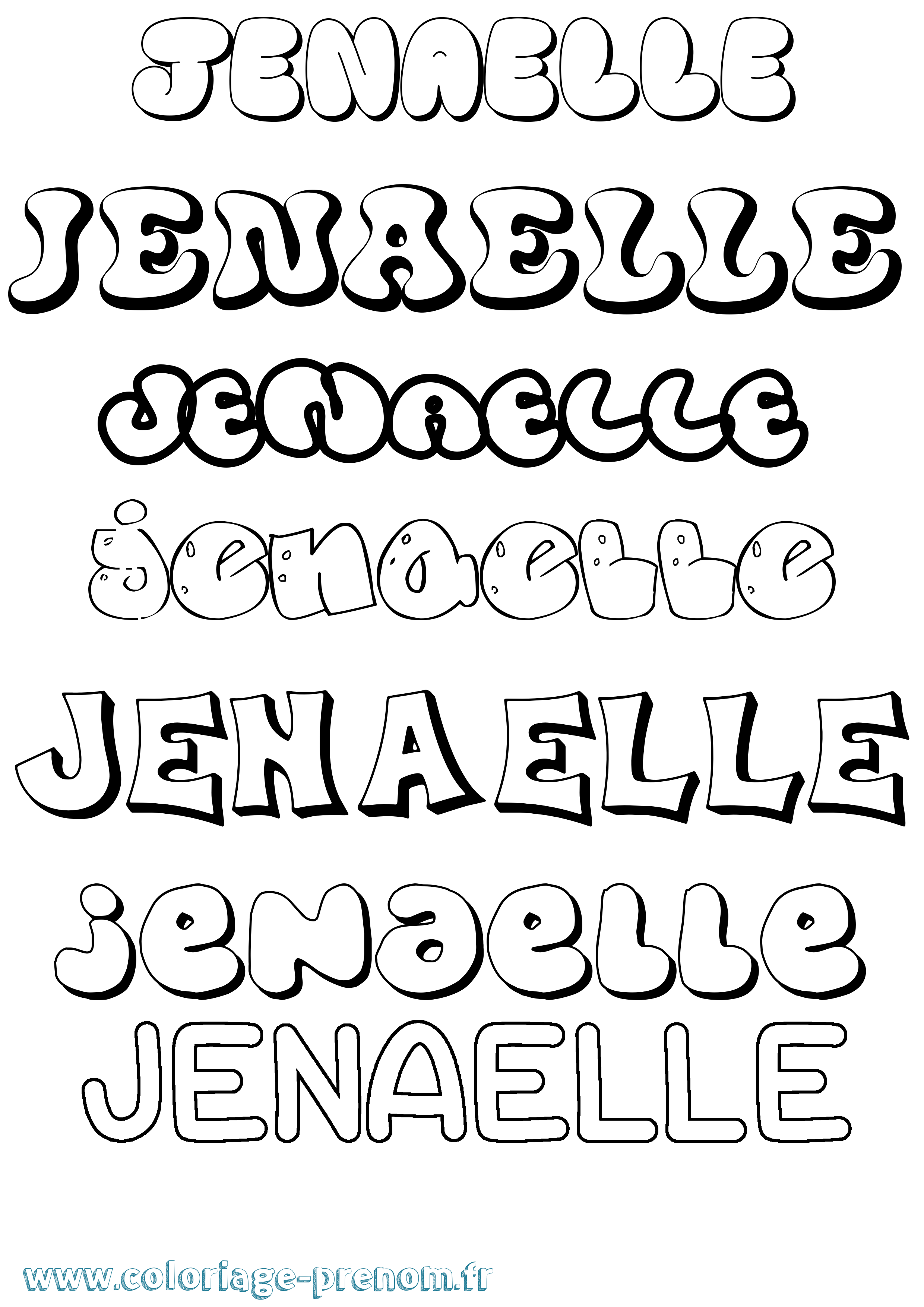 Coloriage Jenaelle Bubble Coloriage prénom Jenaelle Bubble