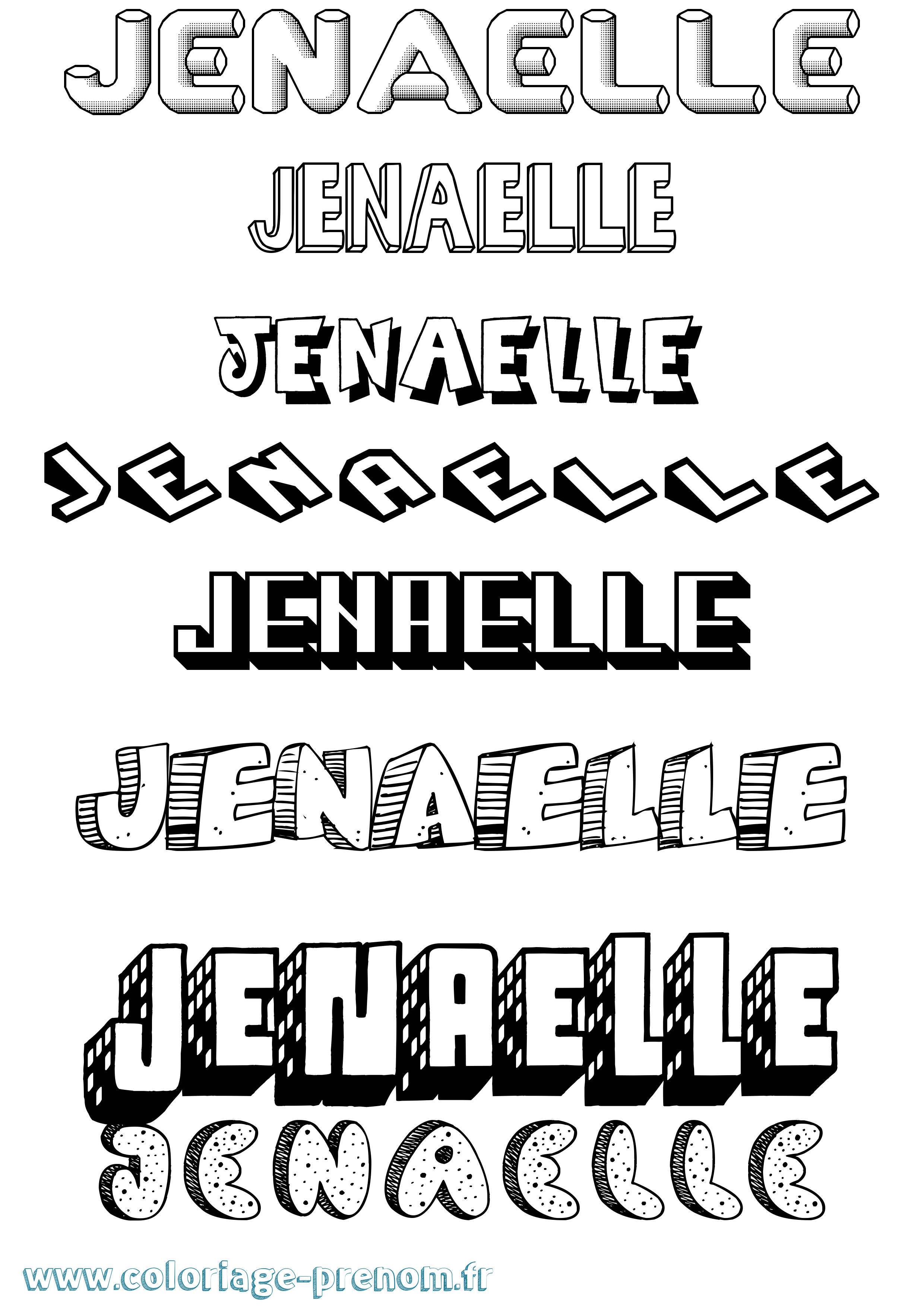 Coloriage Jenaelle Effet 3D Coloriage prénom Jenaelle Effet 3D