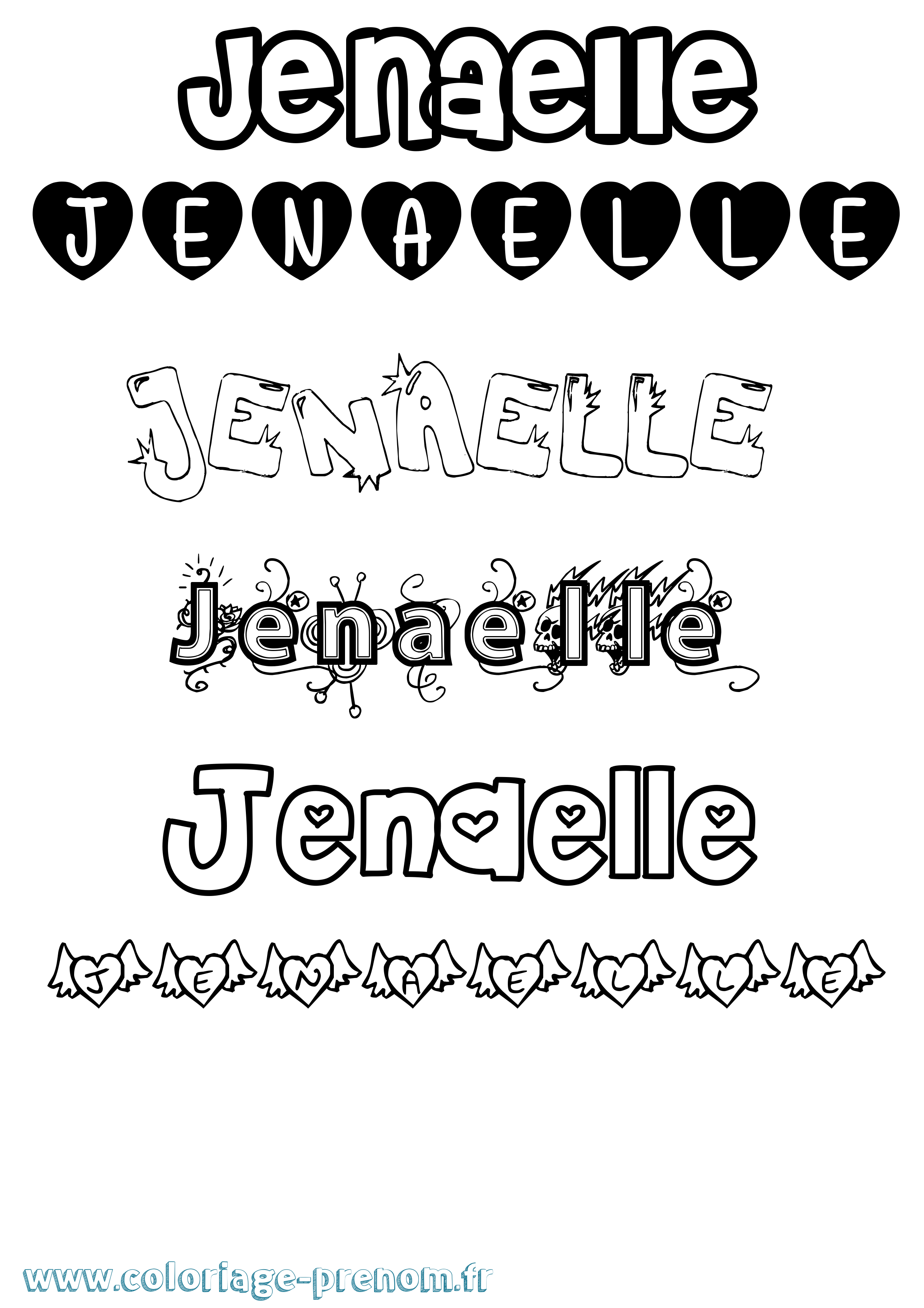 Coloriage Jenaelle Girly Coloriage prénom Jenaelle Girly