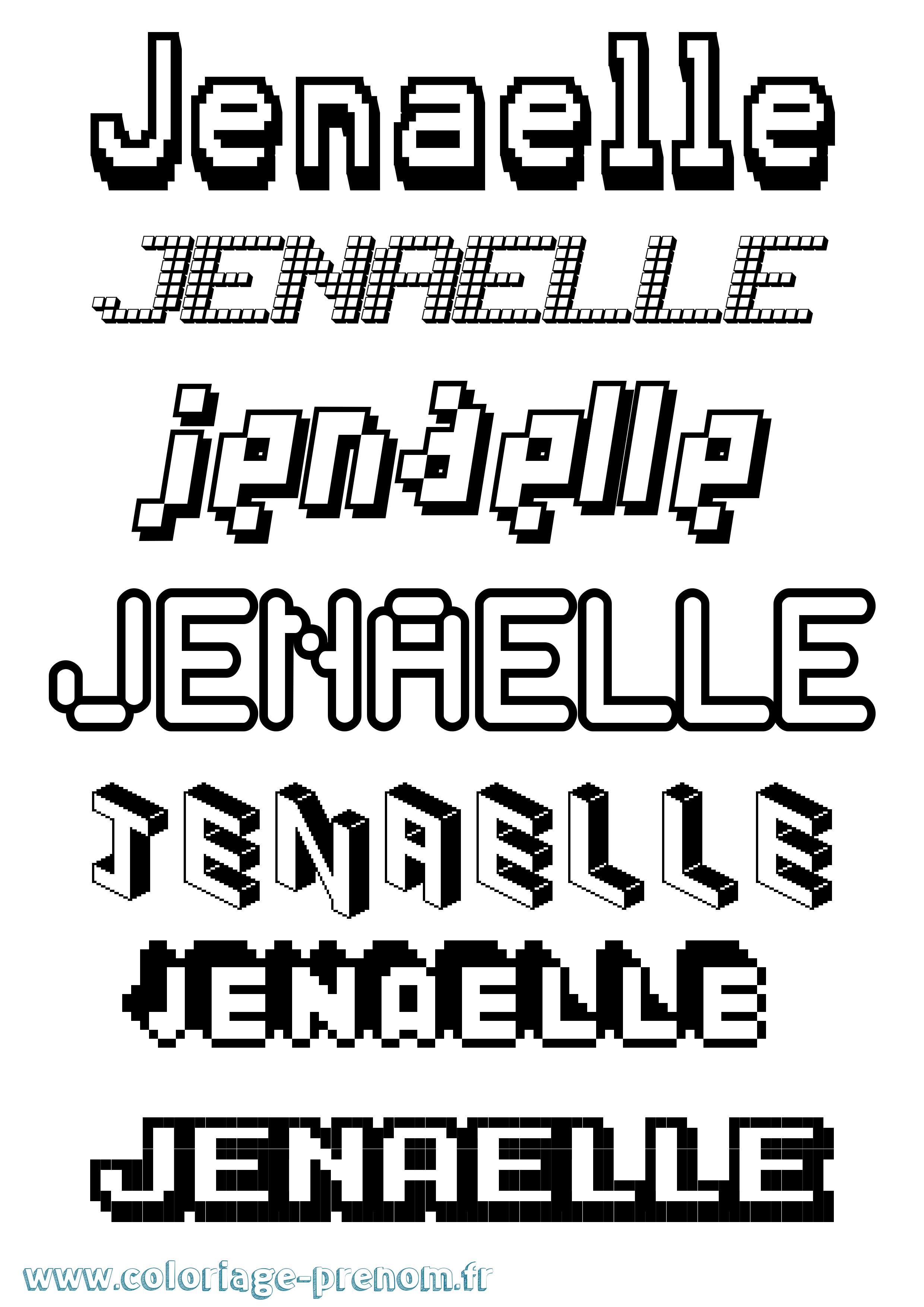 Coloriage Jenaelle Pixel Coloriage prénom Jenaelle Pixel