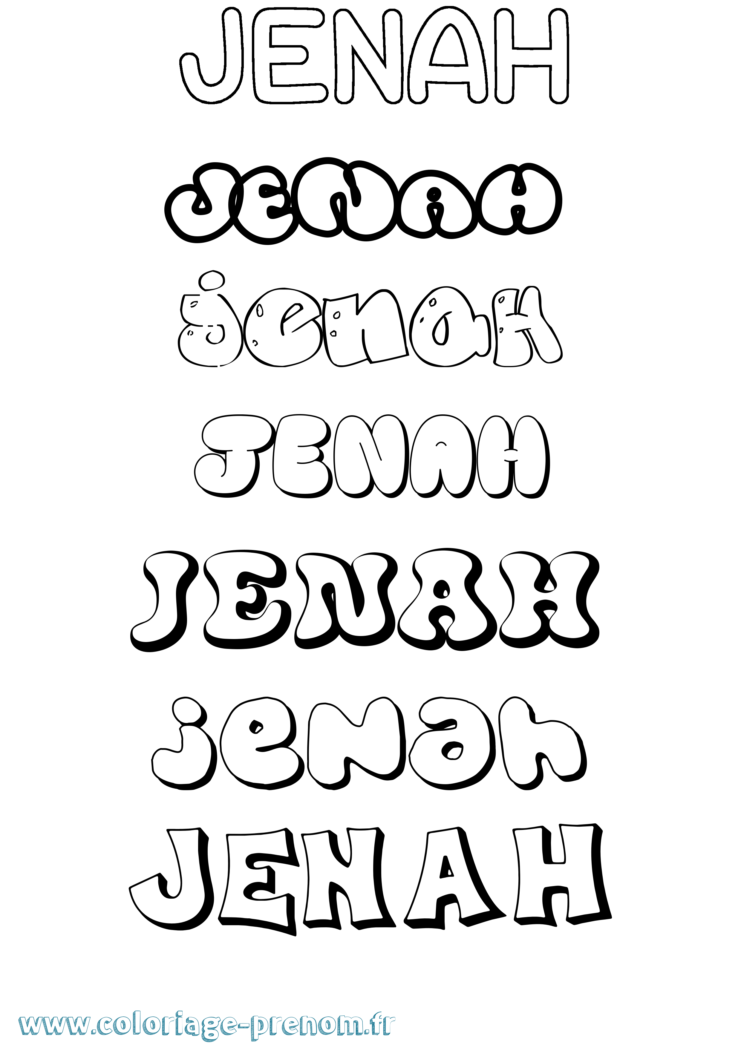 Coloriage Jenah Bubble Coloriage prénom Jenah Bubble