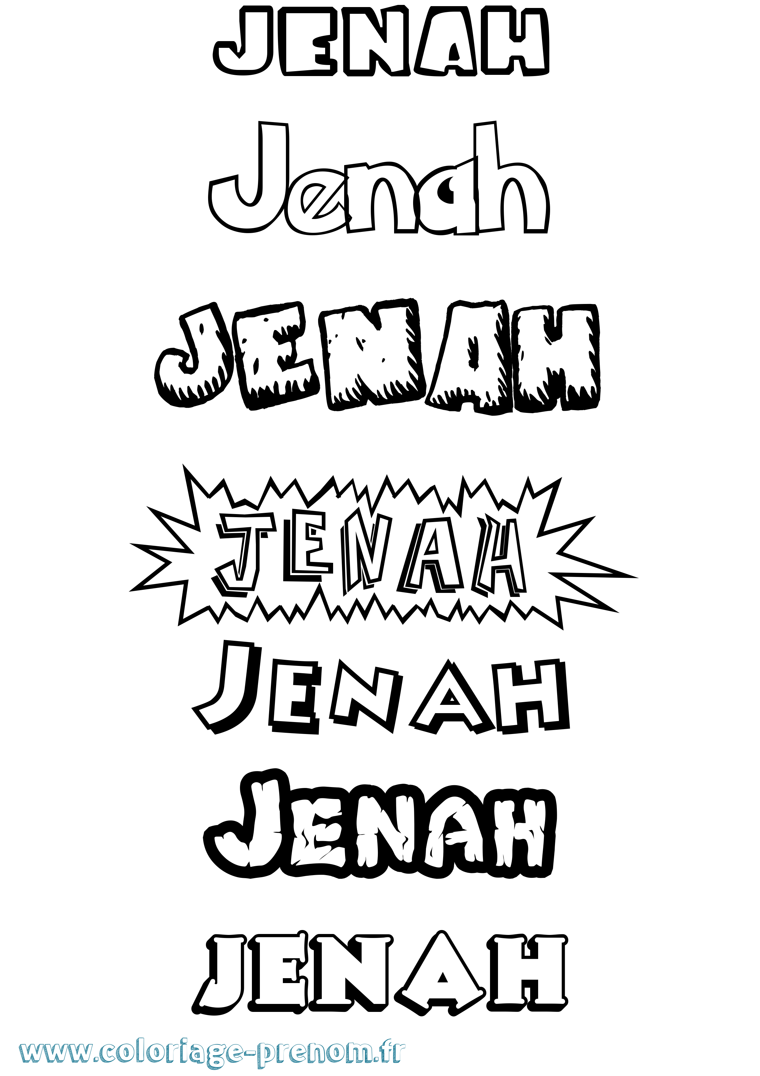 Coloriage Jenah Dessin Animé Coloriage prénom Jenah Dessin Animé