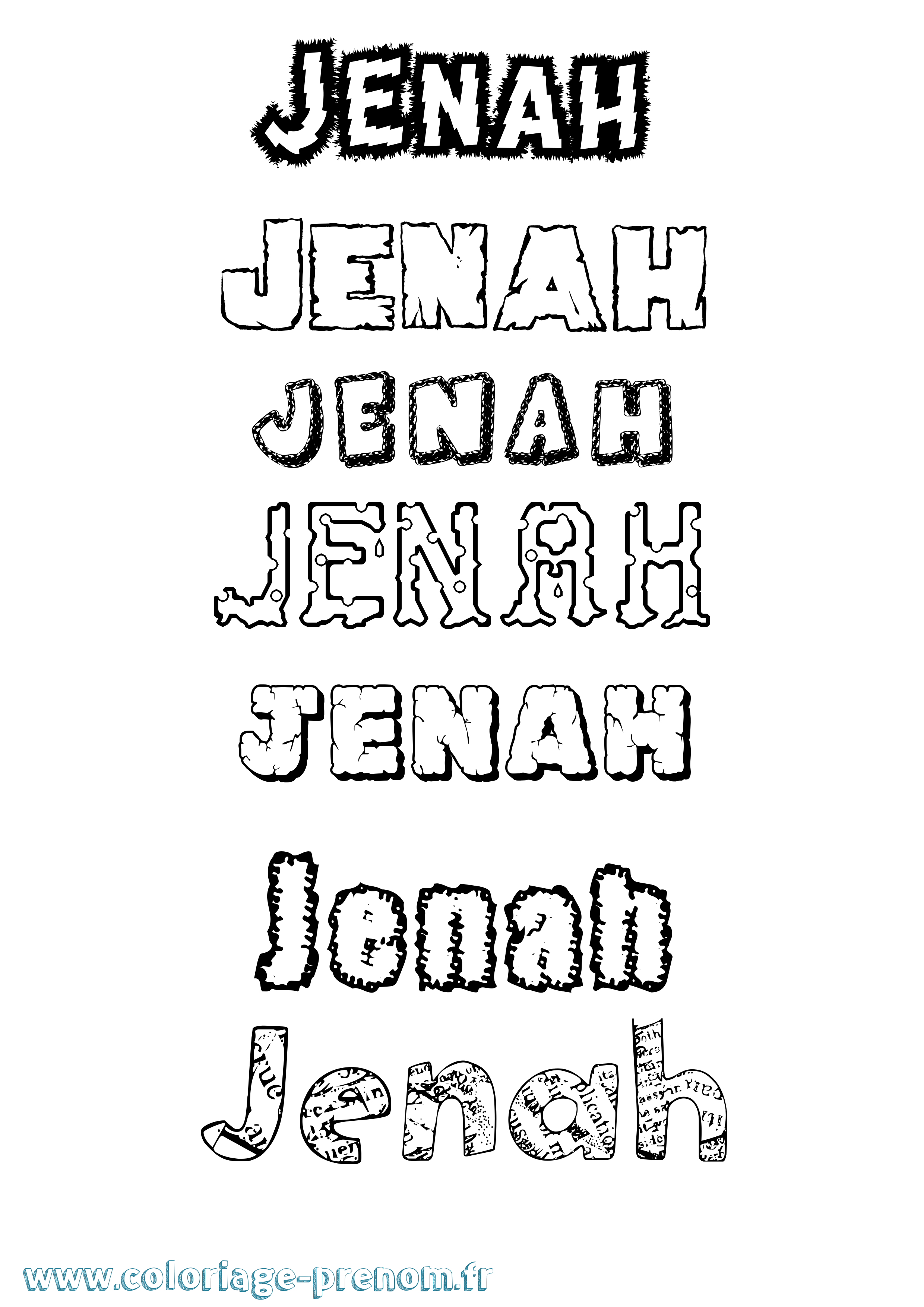 Coloriage Jenah Destructuré Coloriage prénom Jenah Destructuré