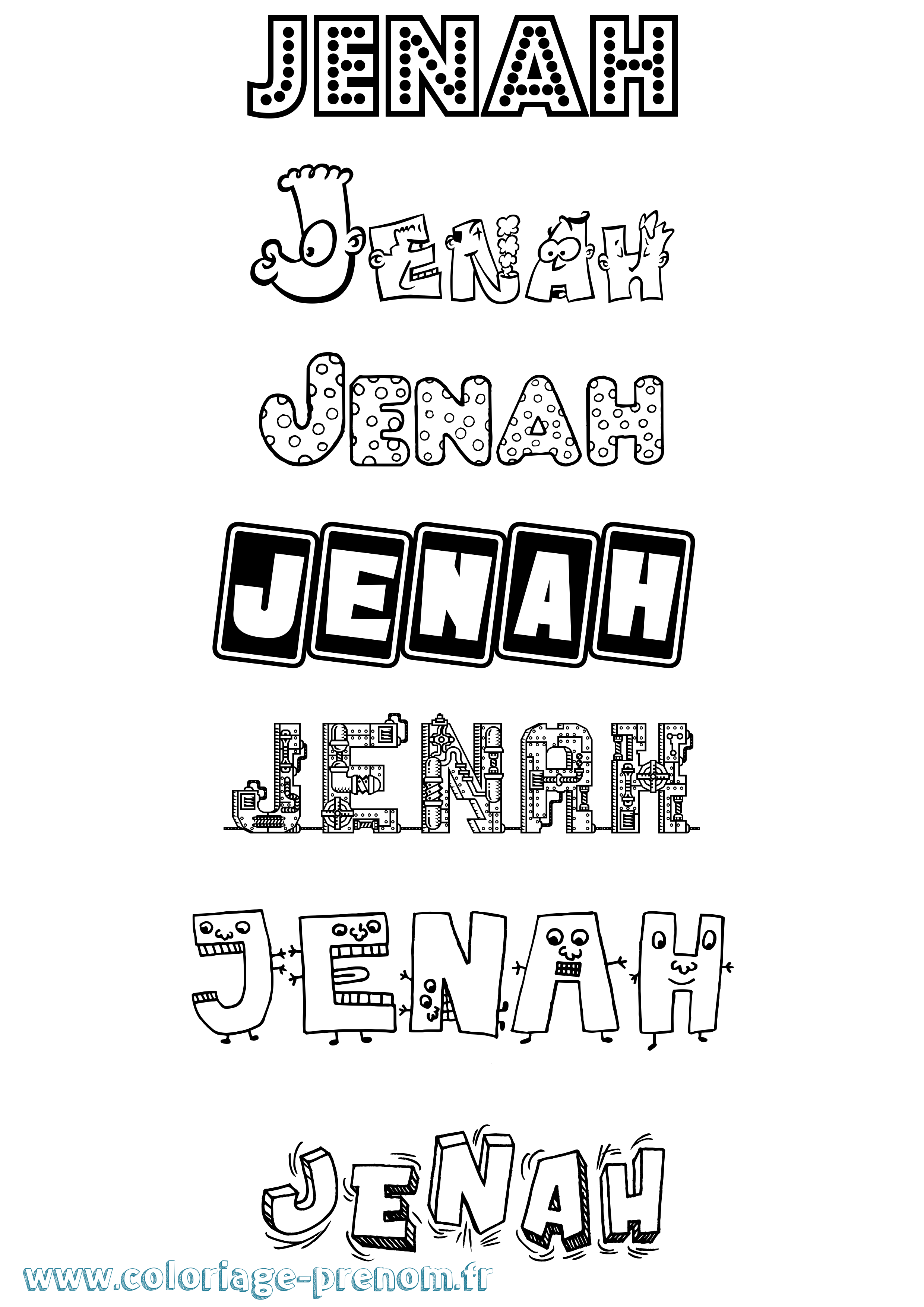 Coloriage Jenah Fun Coloriage prénom Jenah Fun