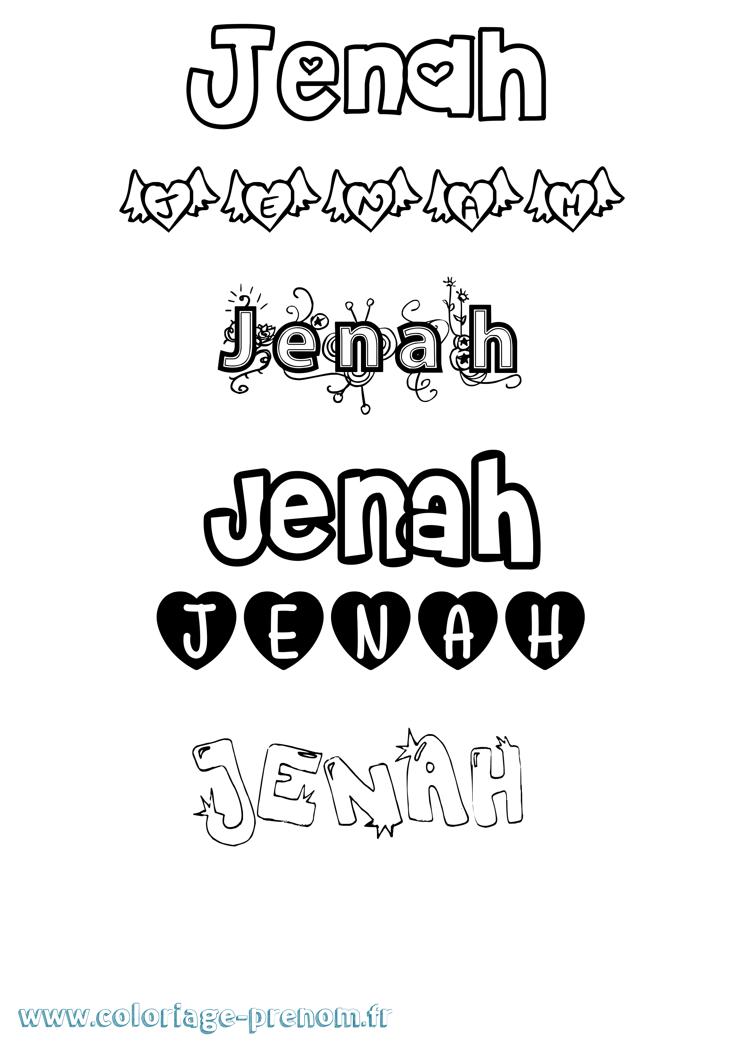 Coloriage Jenah Girly Coloriage prénom Jenah Girly