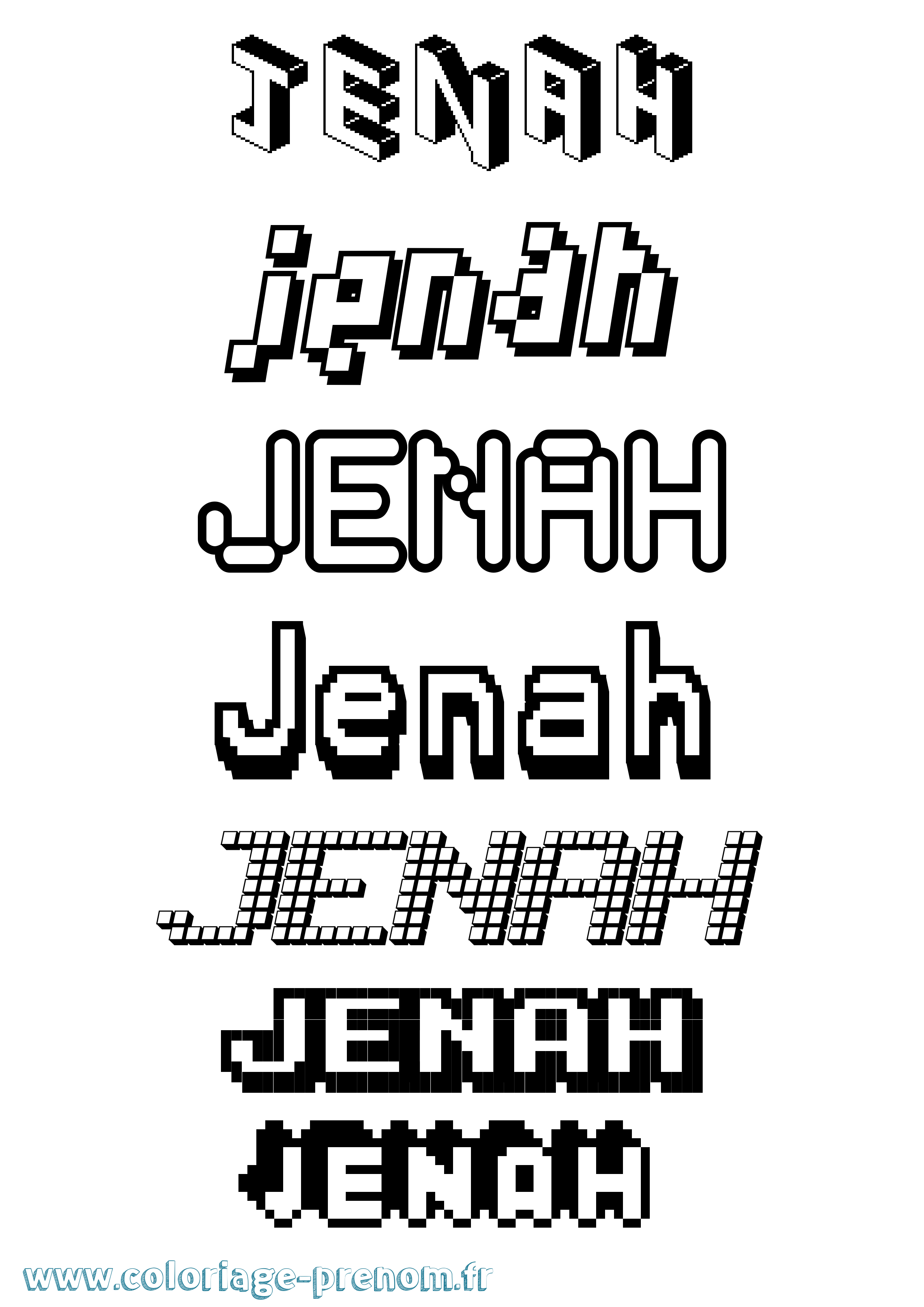Coloriage Jenah Pixel Coloriage prénom Jenah Pixel