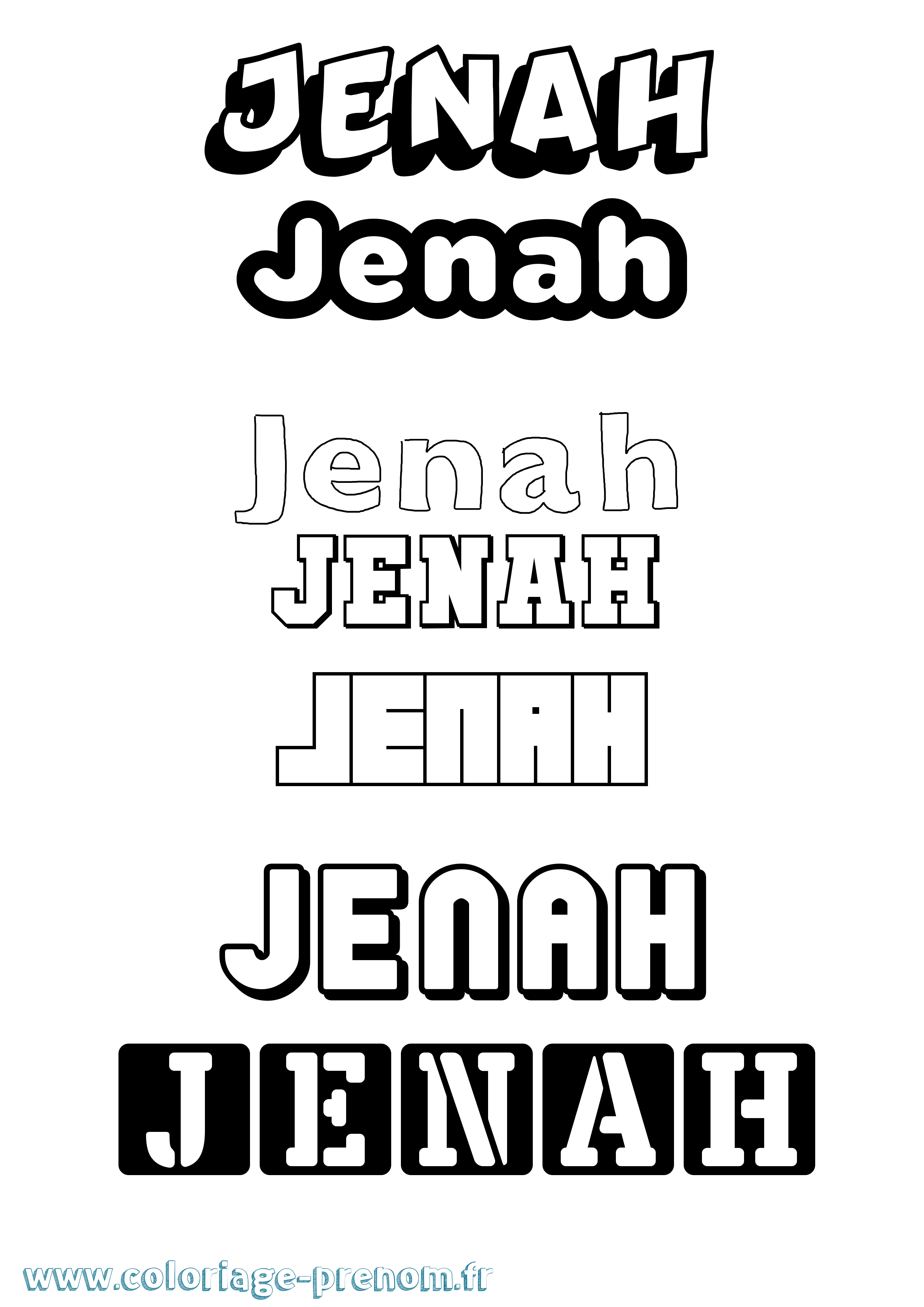 Coloriage Jenah Simple Coloriage prénom Jenah Simple