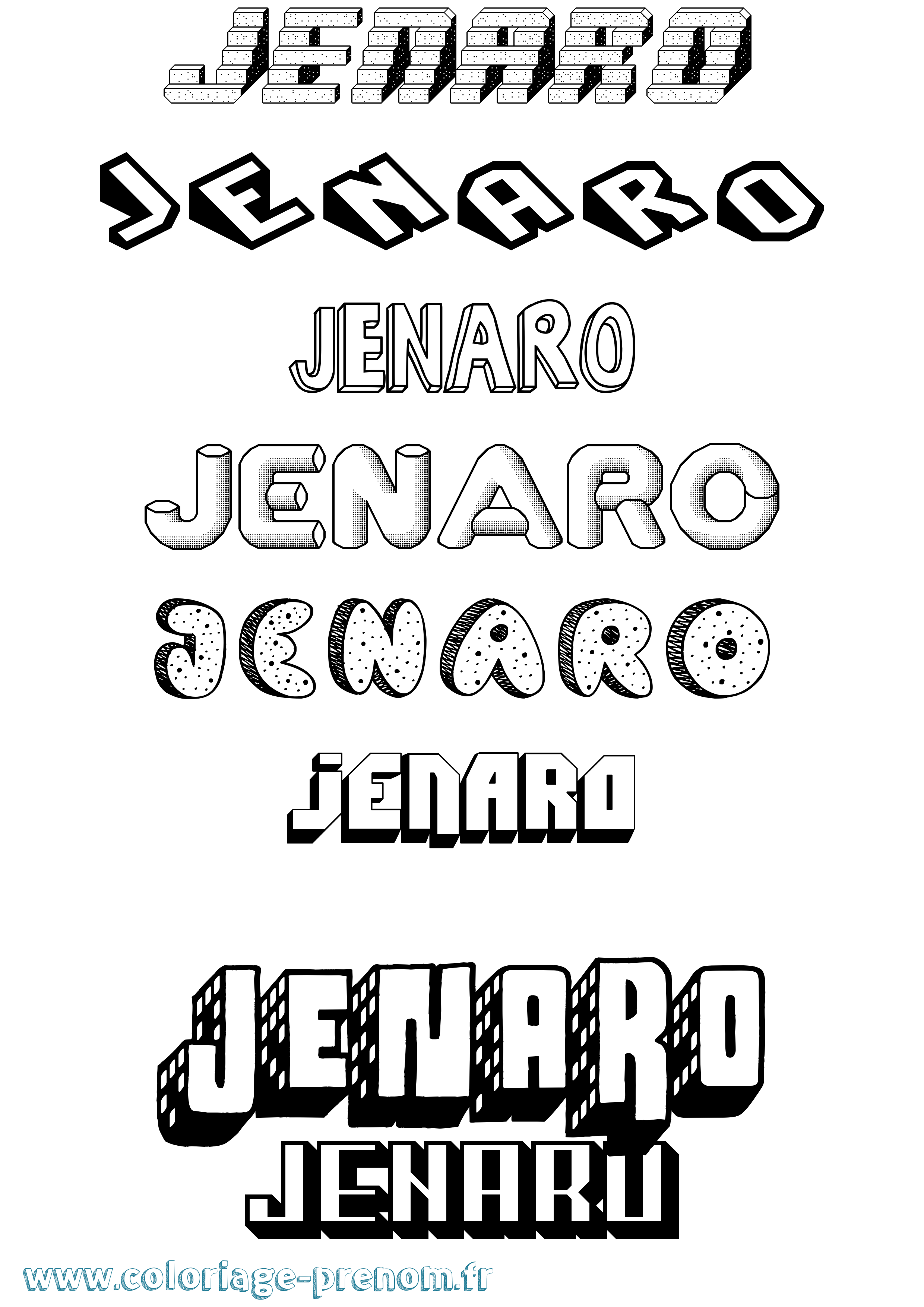 Coloriage Jenaro Effet 3D Coloriage prénom Jenaro Effet 3D