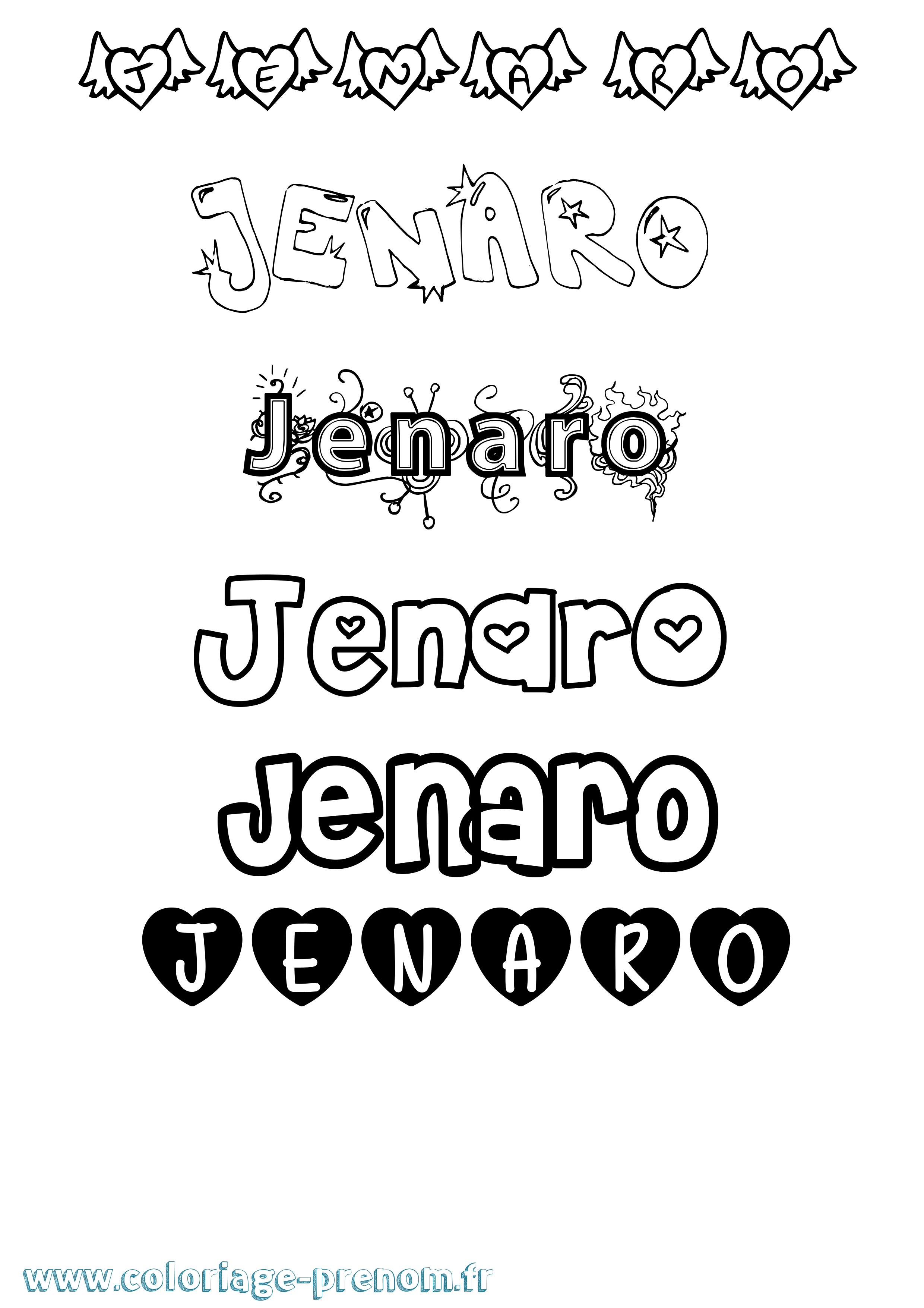 Coloriage Jenaro Girly Coloriage prénom Jenaro Girly