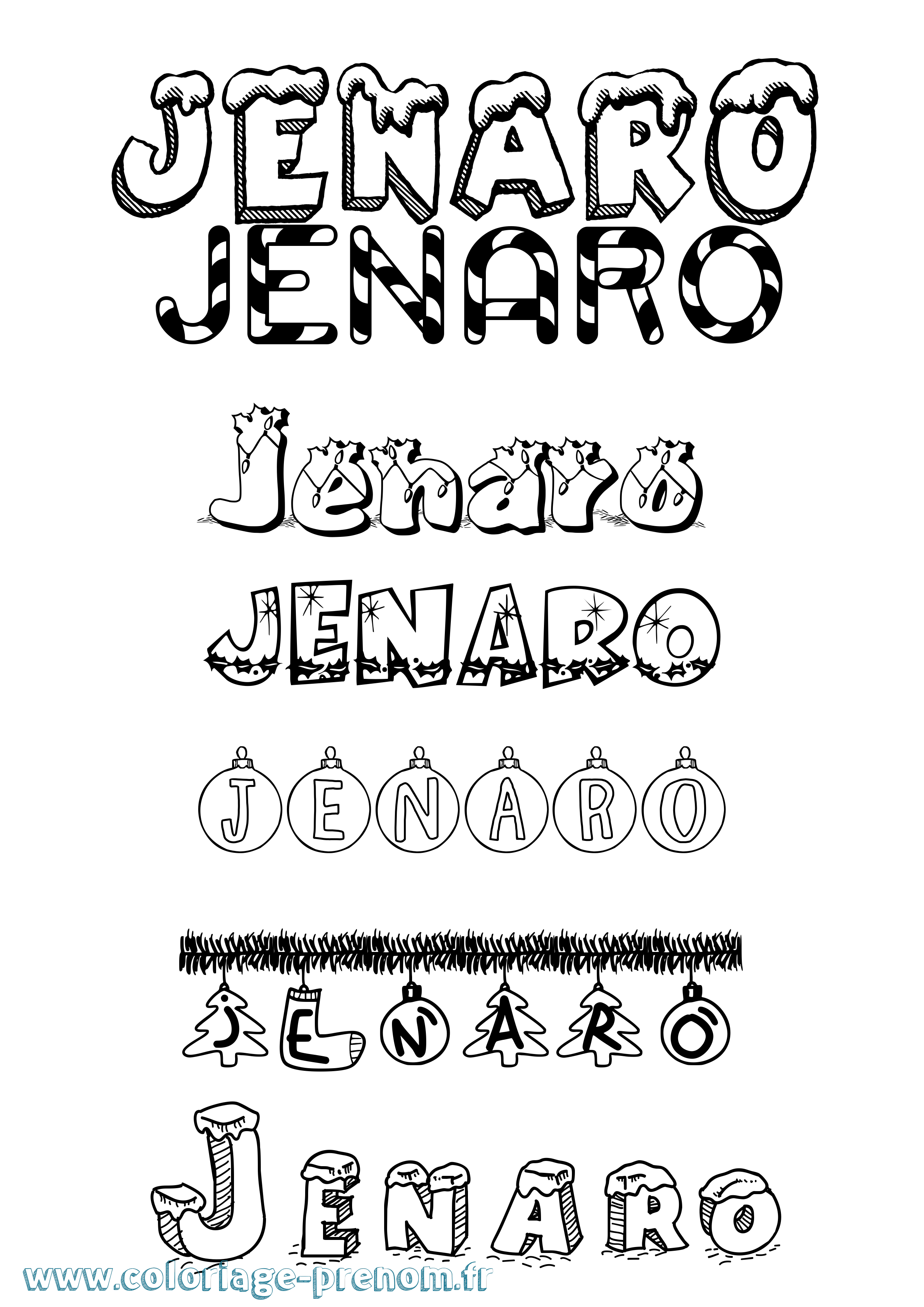 Coloriage Jenaro Noël Coloriage prénom Jenaro Noël