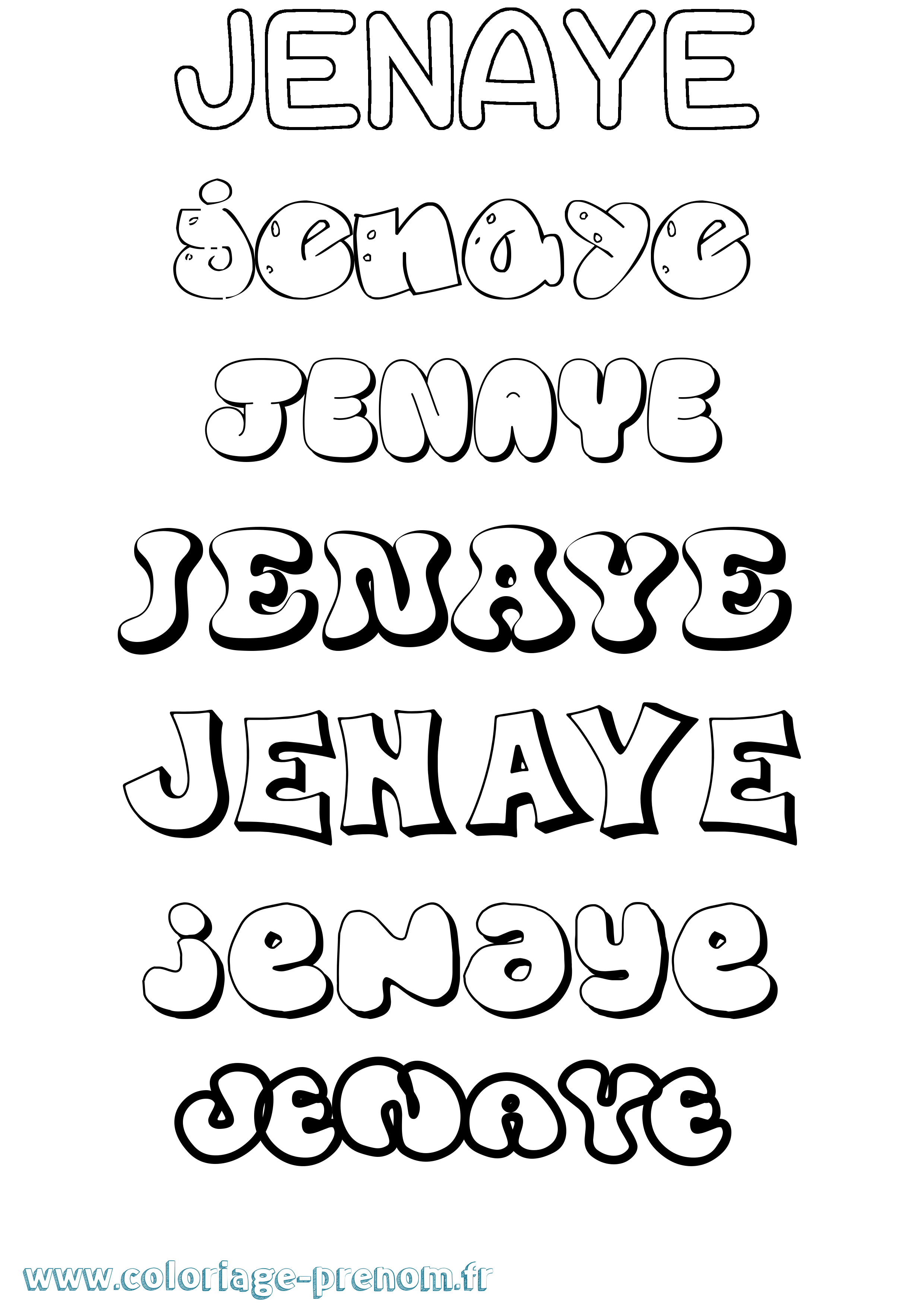 Coloriage Jenaye Bubble Coloriage prénom Jenaye Bubble