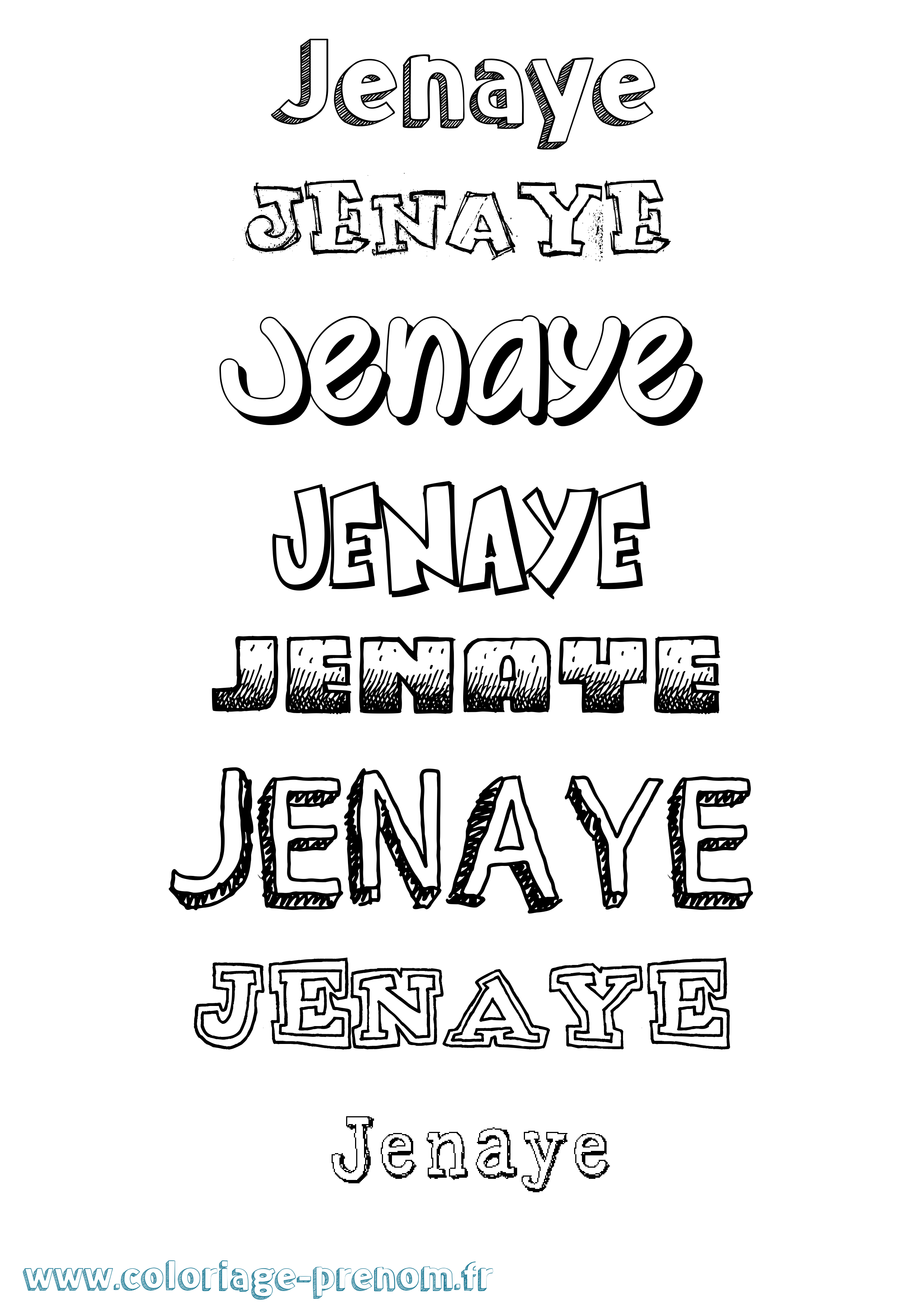 Coloriage Jenaye Dessiné Coloriage prénom Jenaye Dessiné