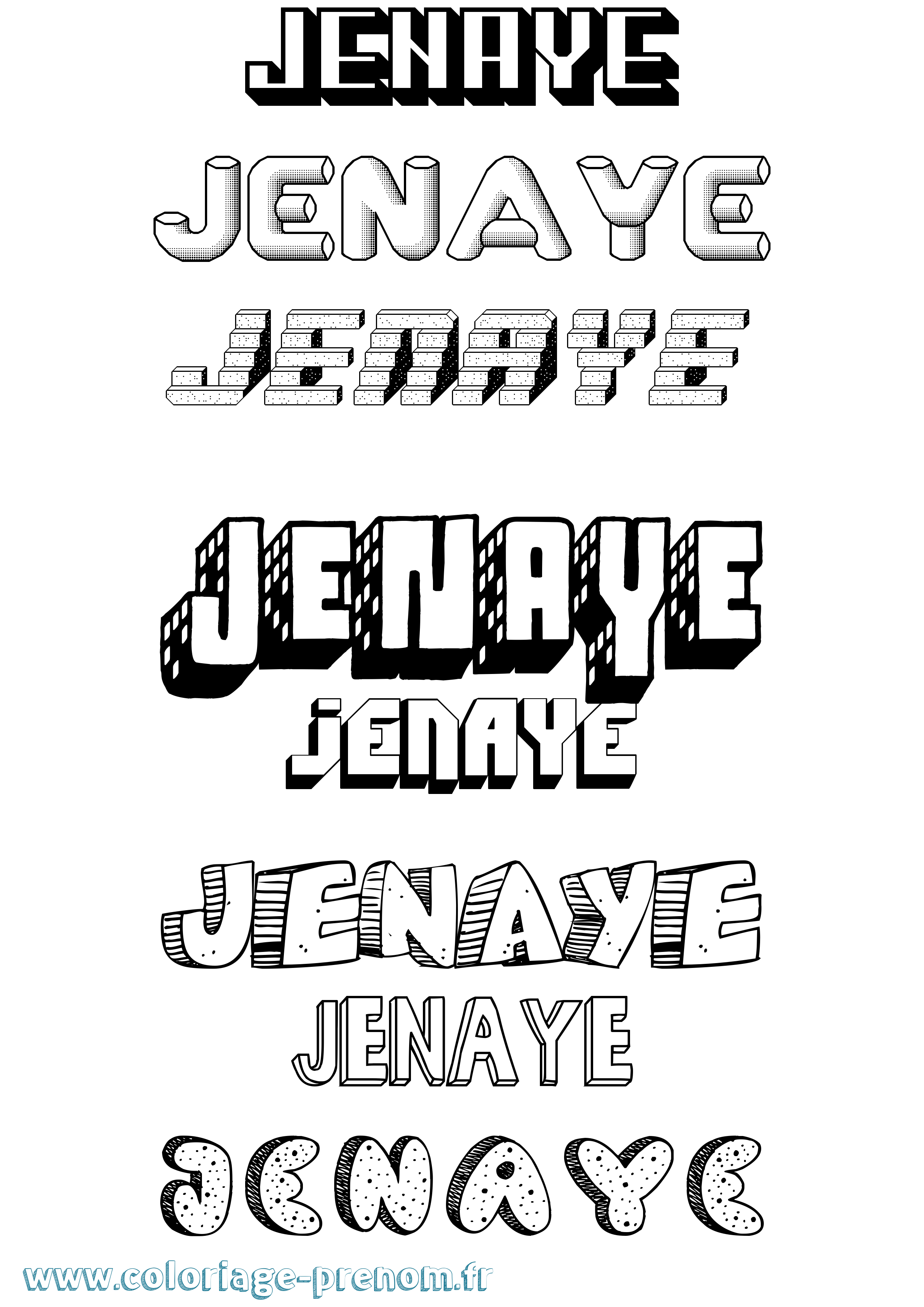 Coloriage Jenaye Effet 3D Coloriage prénom Jenaye Effet 3D