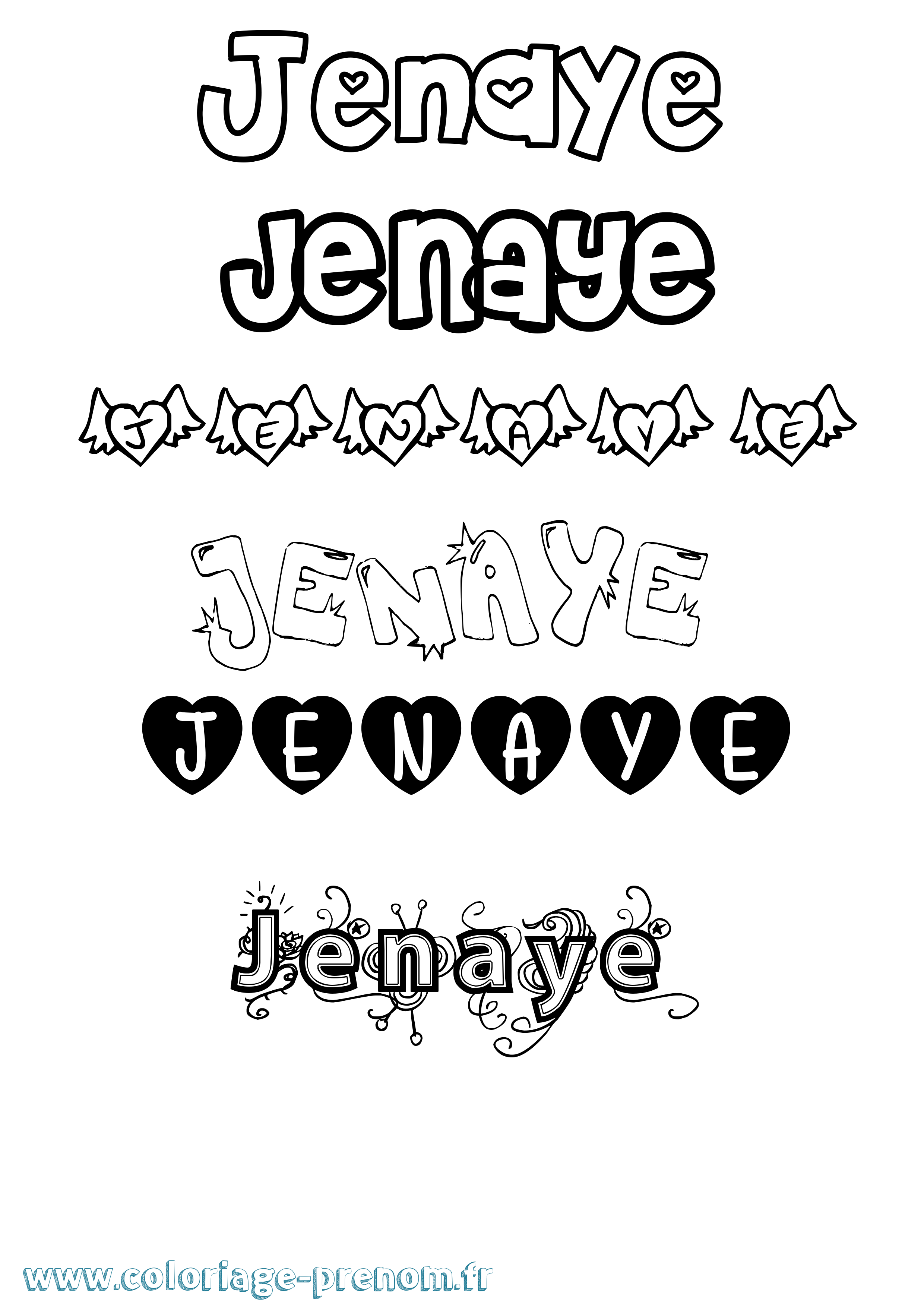 Coloriage Jenaye Girly Coloriage prénom Jenaye Girly