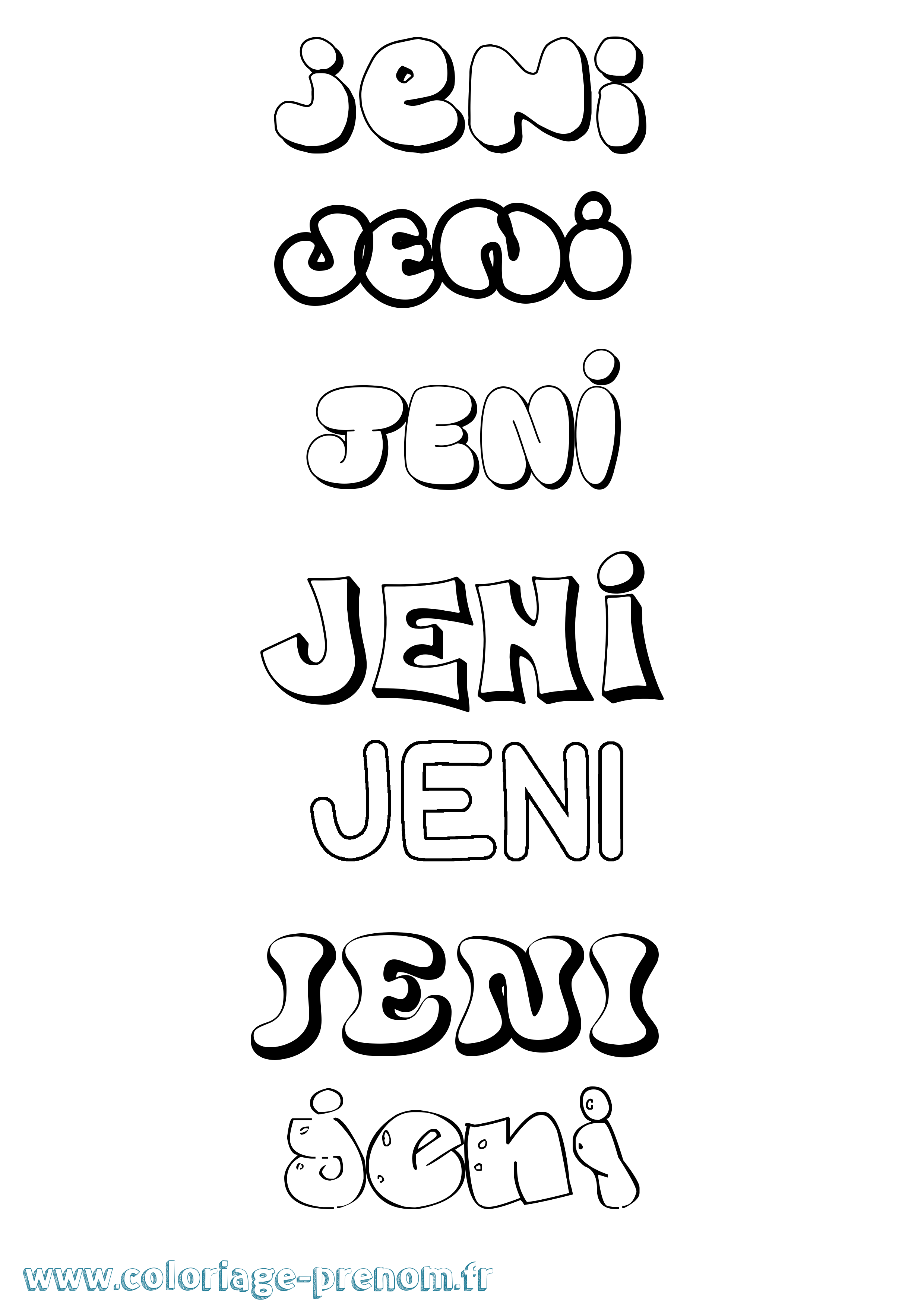 Coloriage Jeni Bubble Coloriage prénom Jeni Bubble