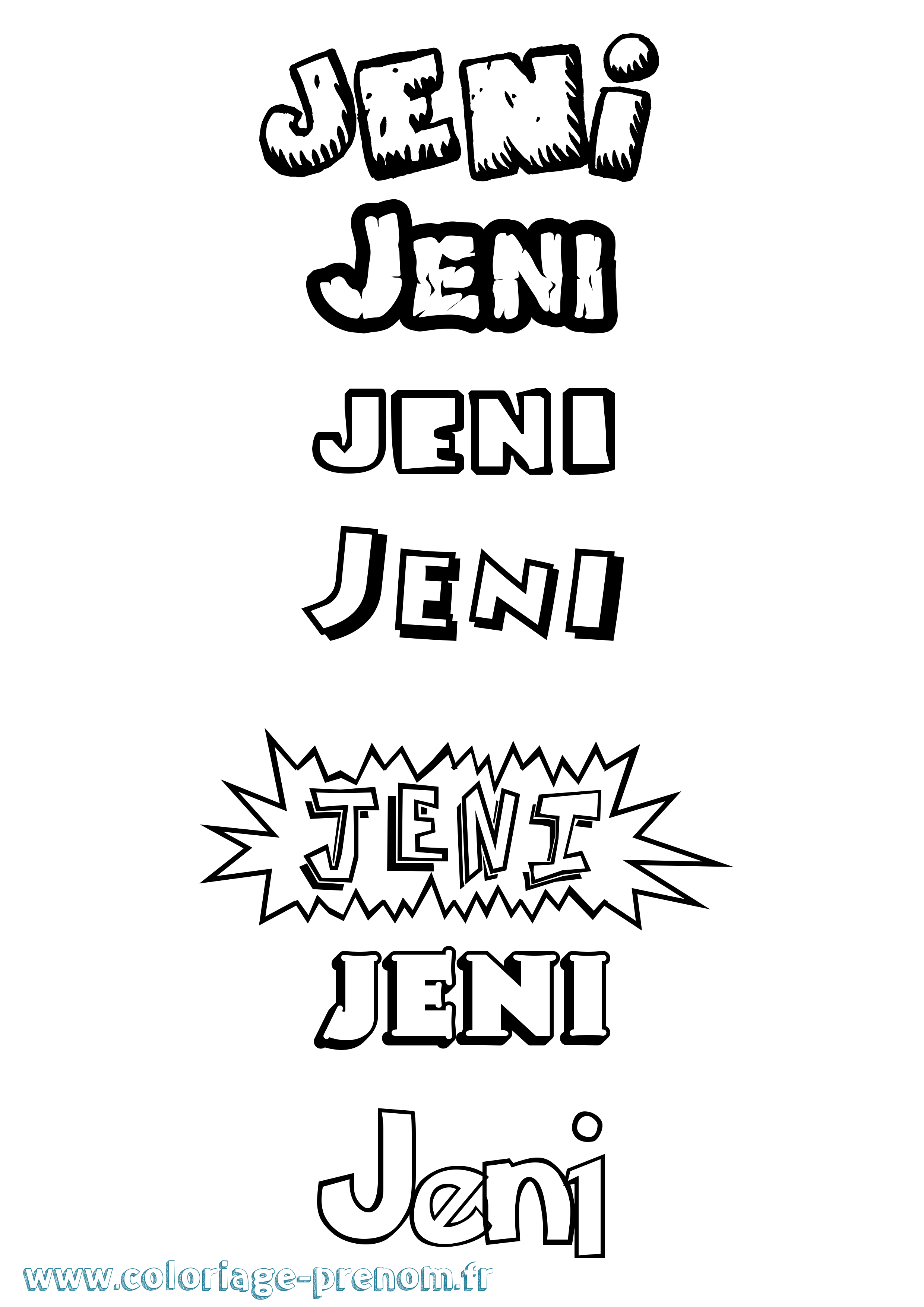 Coloriage Jeni Dessin Animé Coloriage prénom Jeni Dessin Animé