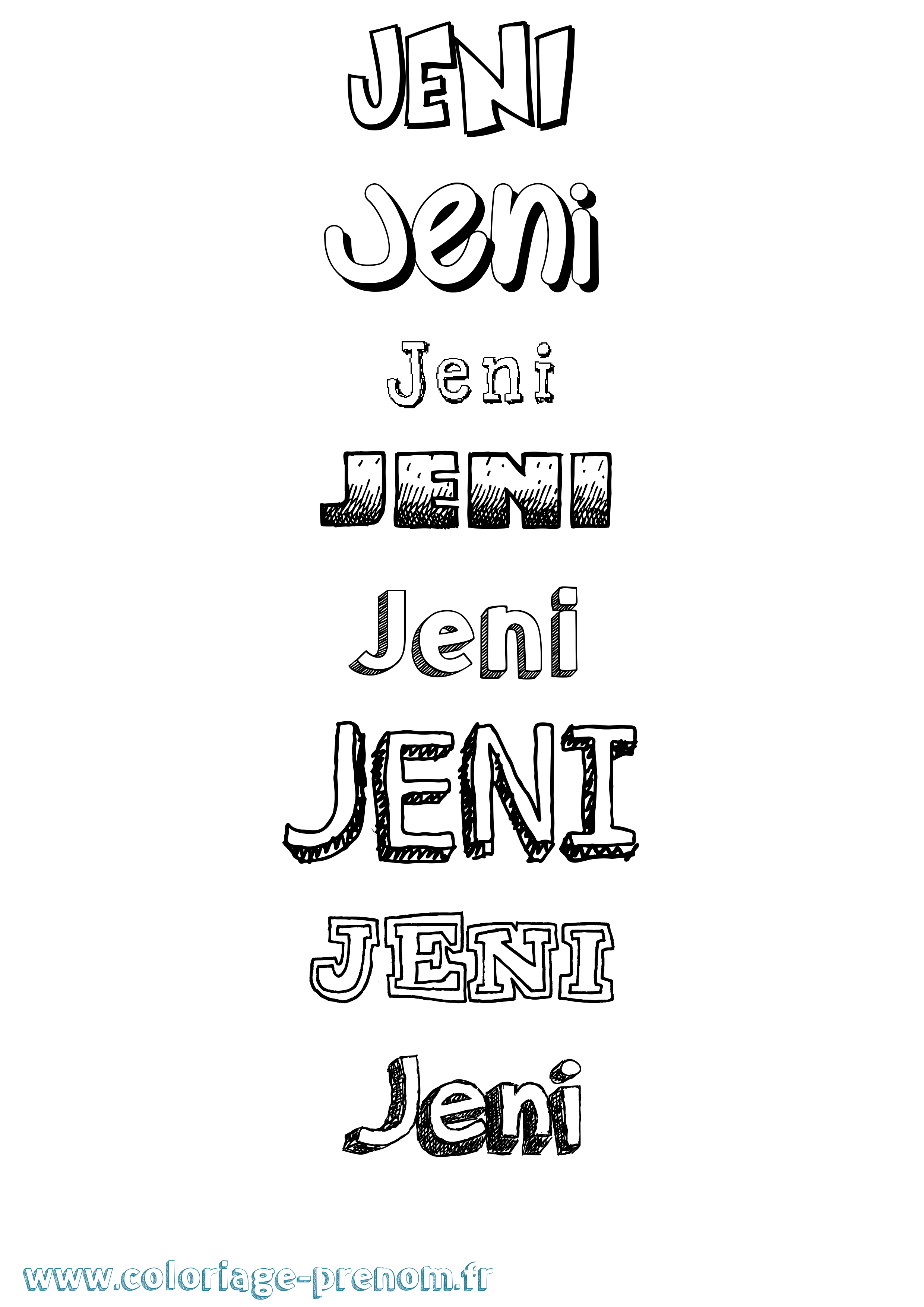 Coloriage Jeni Dessiné Coloriage prénom Jeni Dessiné