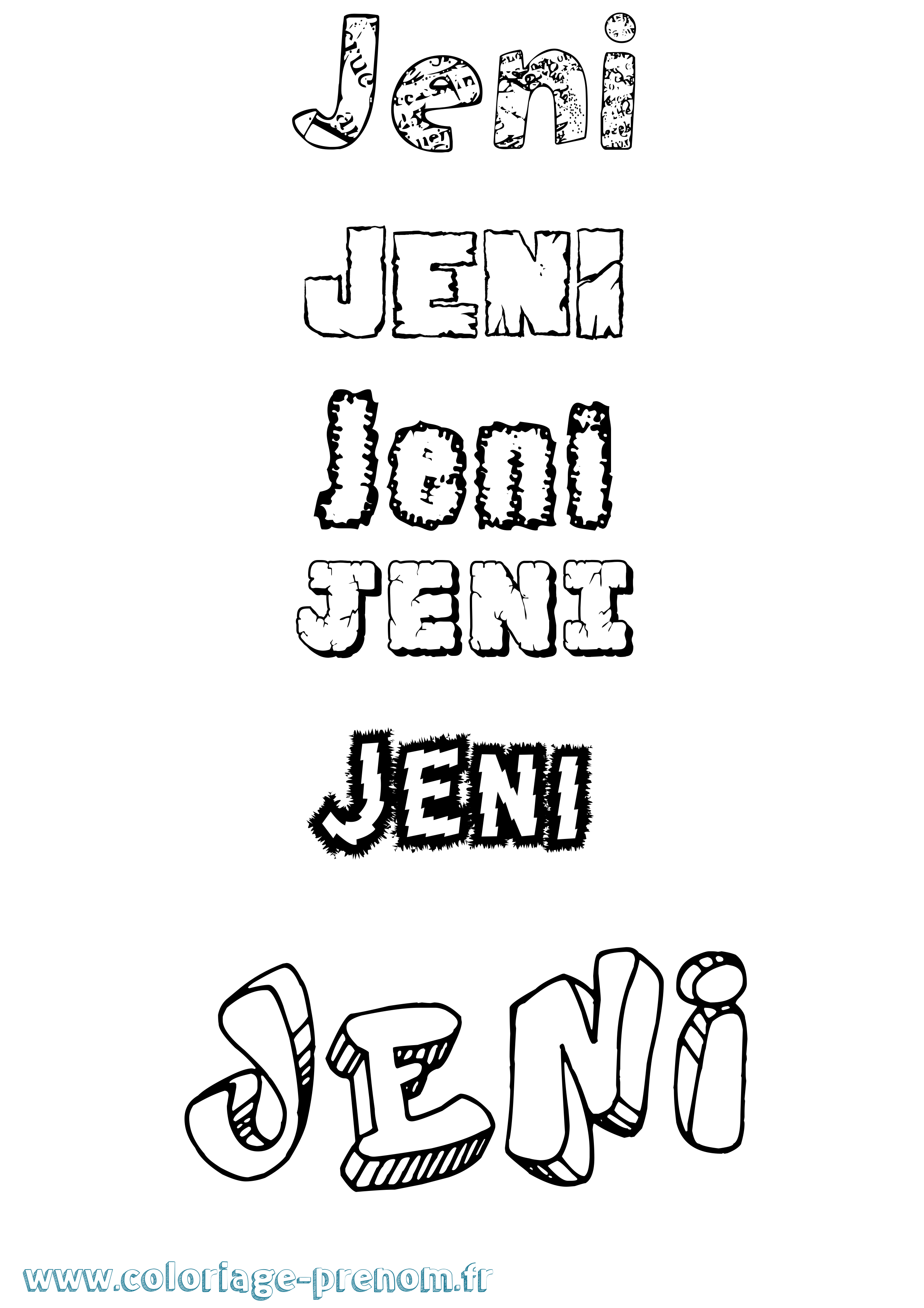 Coloriage Jeni Destructuré Coloriage prénom Jeni Destructuré
