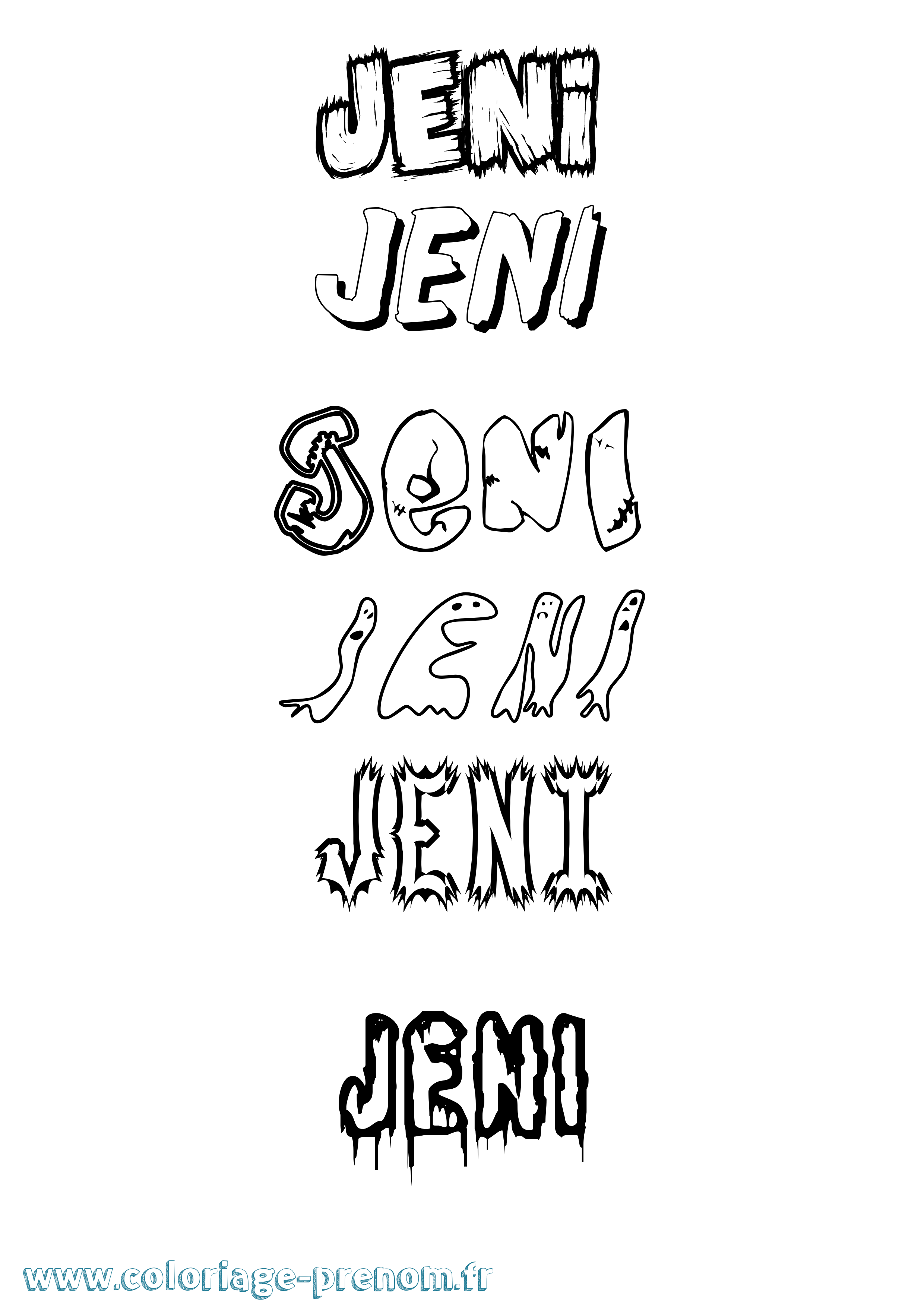 Coloriage Jeni Frisson Coloriage prénom Jeni Frisson