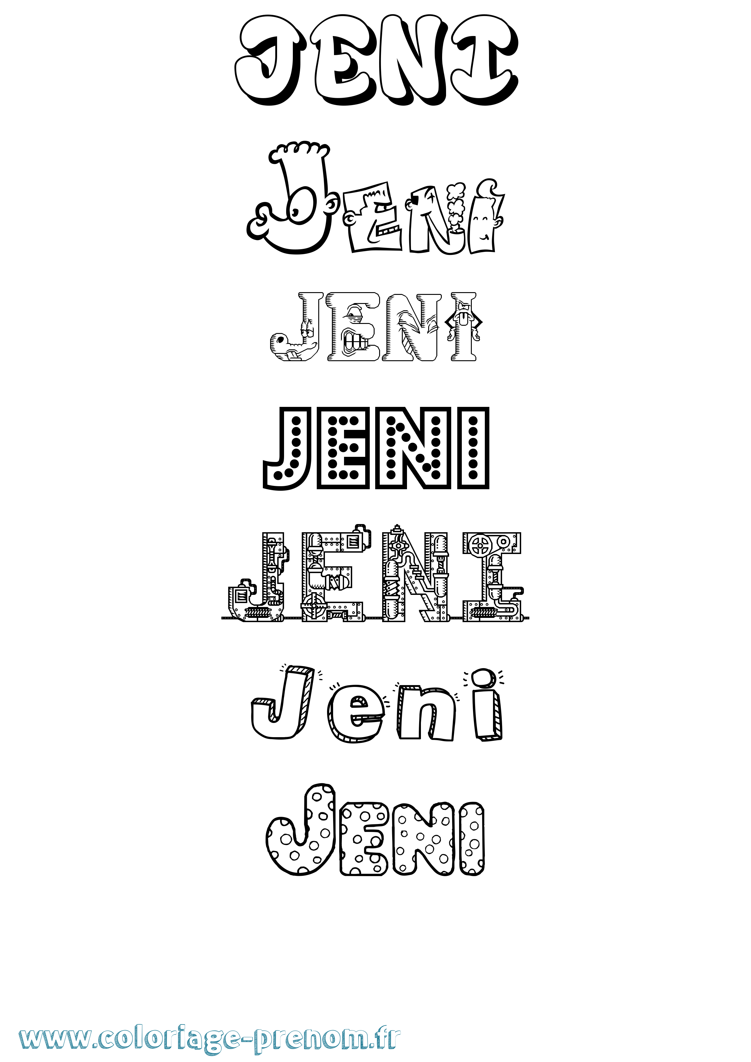 Coloriage Jeni Fun Coloriage prénom Jeni Fun
