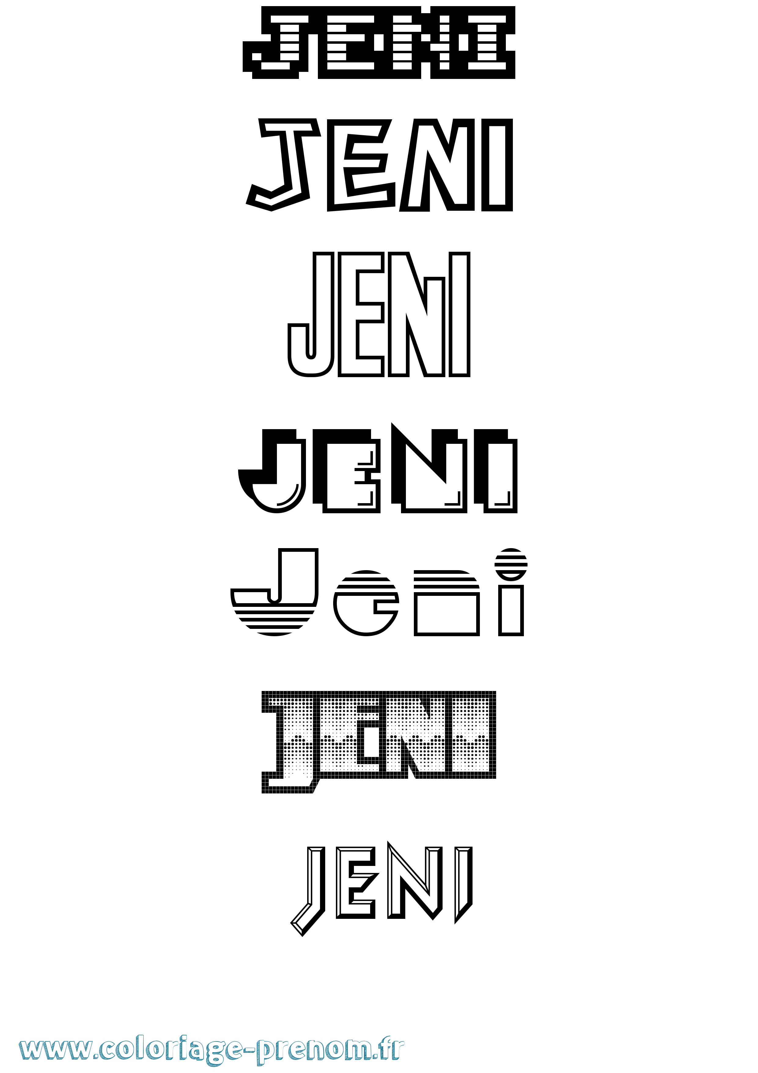 Coloriage Jeni Jeux Vidéos Coloriage prénom Jeni Jeux Vidéos