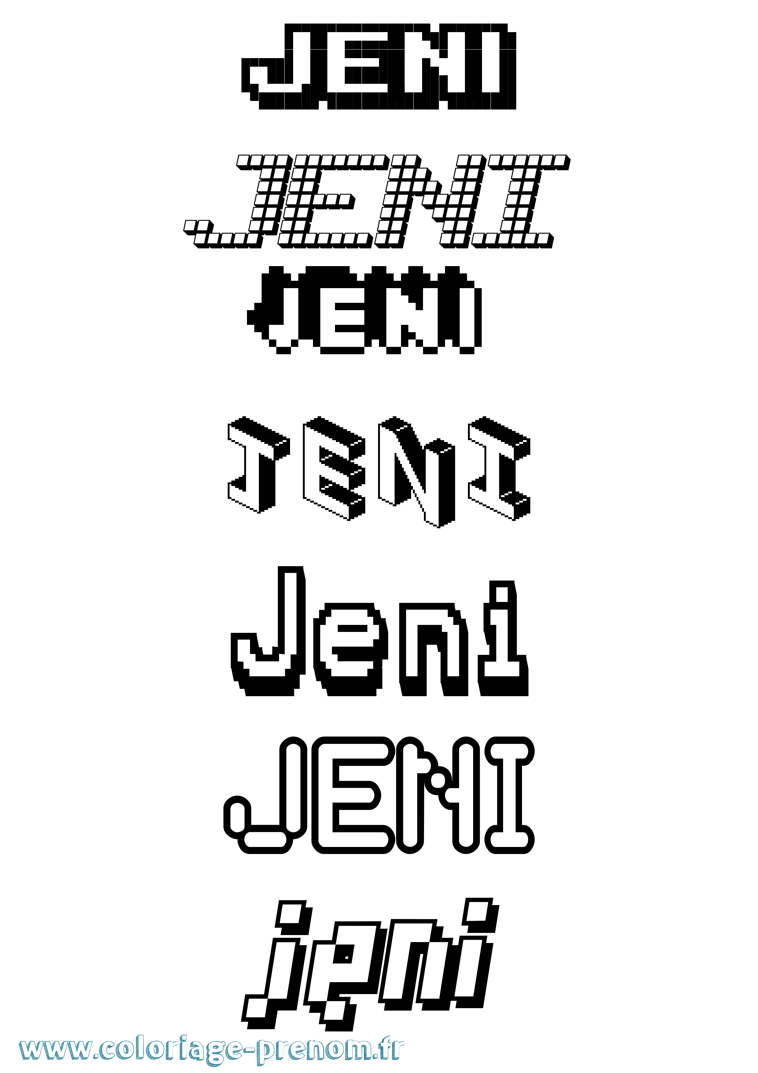 Coloriage Jeni Pixel Coloriage prénom Jeni Pixel