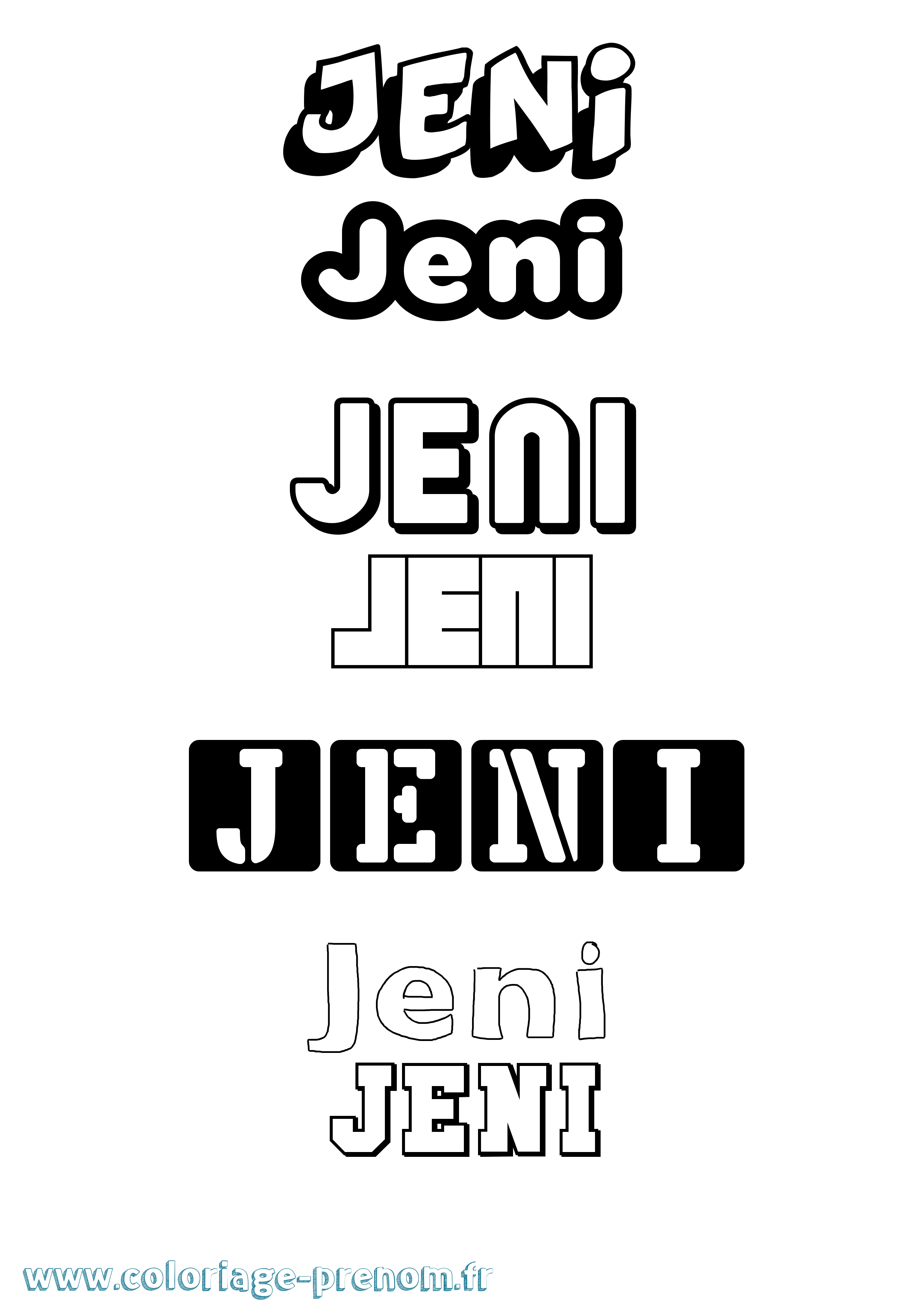 Coloriage Jeni Simple Coloriage prénom Jeni Simple