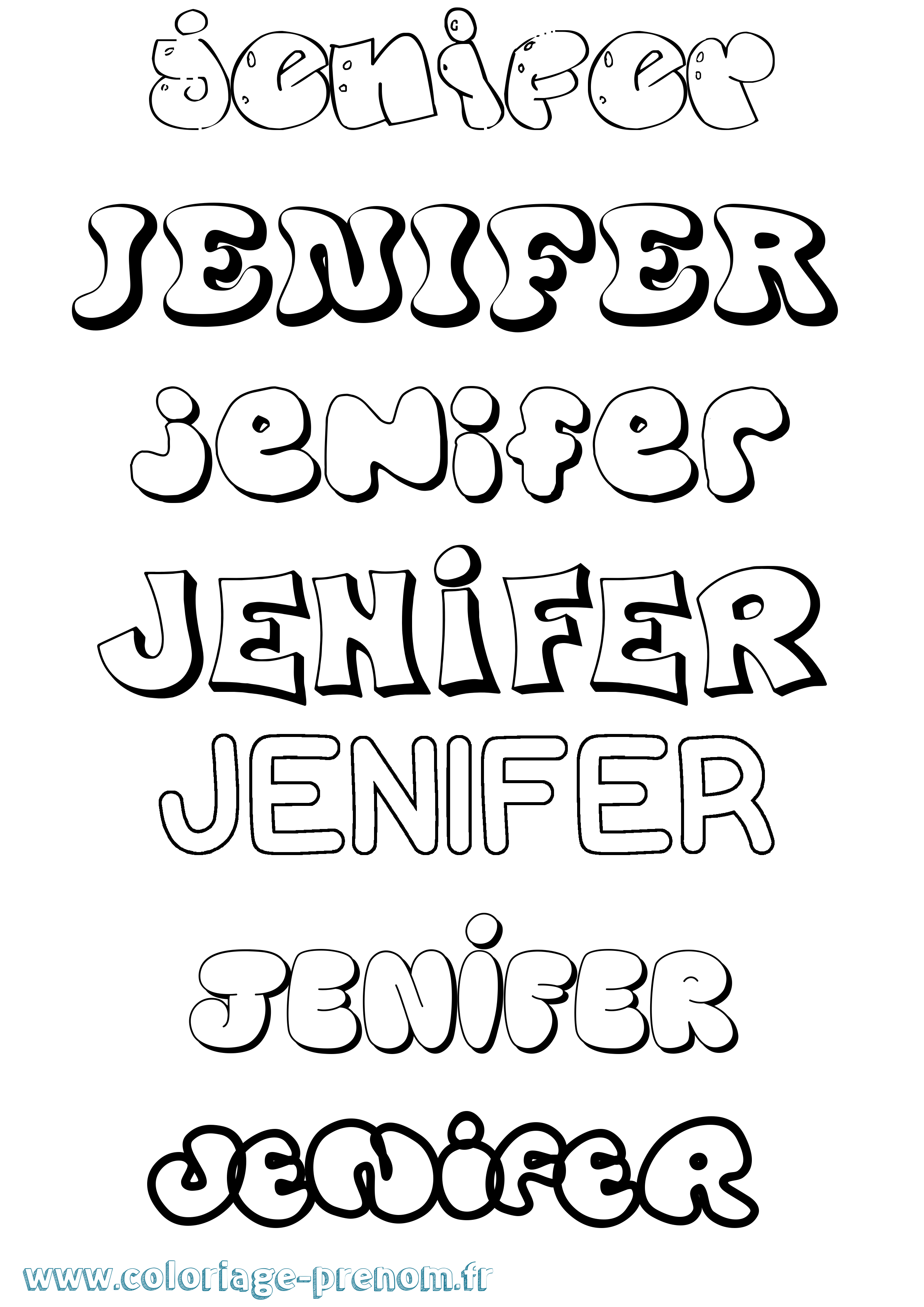 Coloriage Jenifer Bubble Coloriage prénom Jenifer Bubble