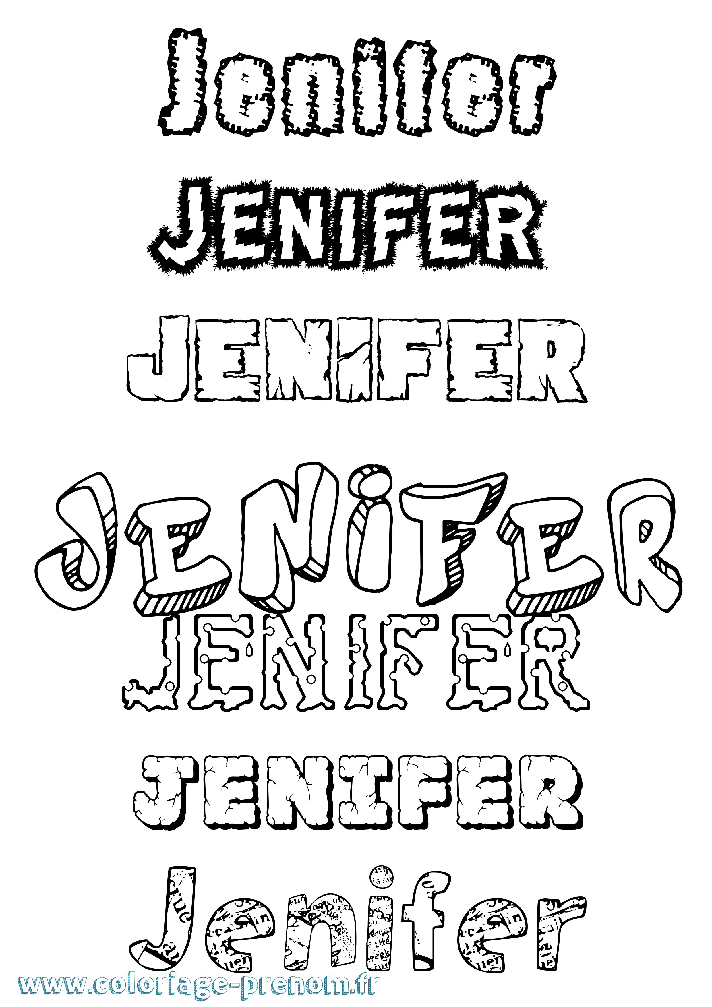 Coloriage Jenifer Destructuré Coloriage prénom Jenifer Destructuré