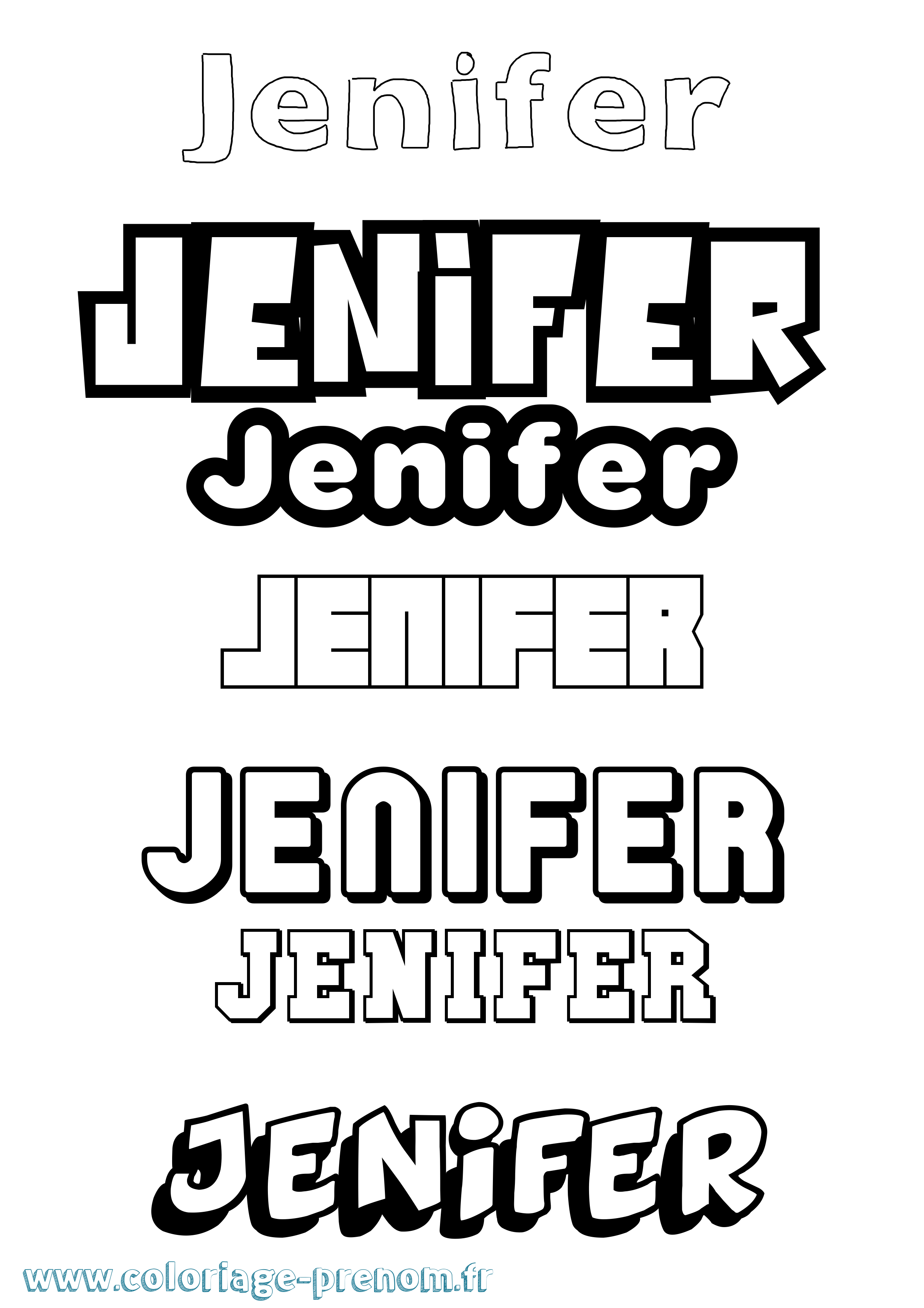 Coloriage Jenifer Simple Coloriage prénom Jenifer Simple