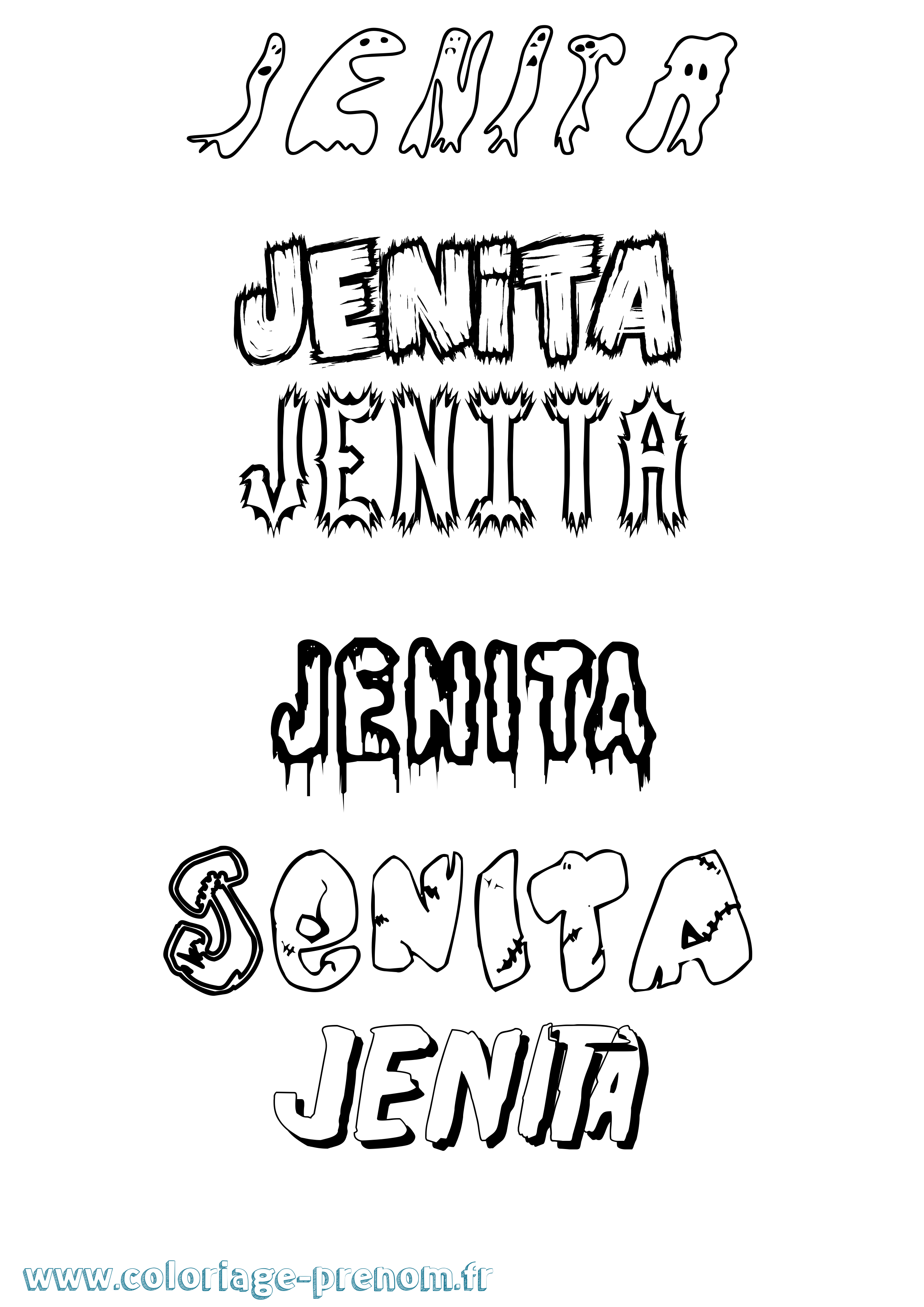 Coloriage Jenita Frisson Coloriage prénom Jenita Frisson